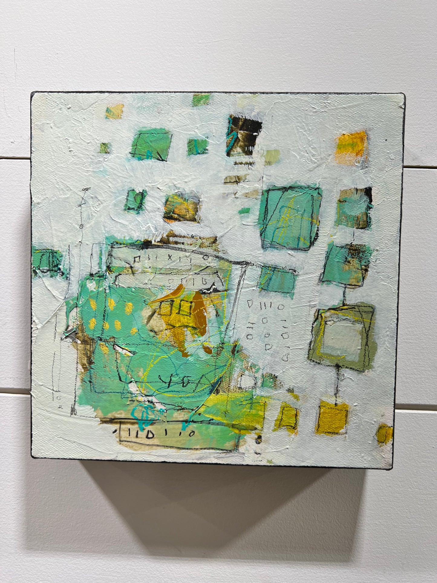 8x8 green and yellow abstract painting lori mirabelli toronto new york