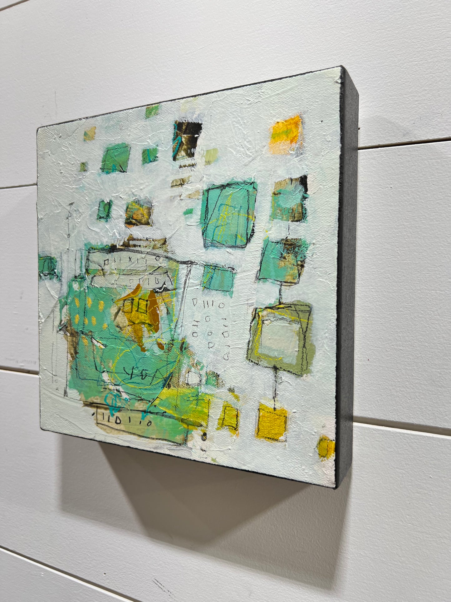 8x8 green and yellow abstract painting lori mirabelli toronto new york