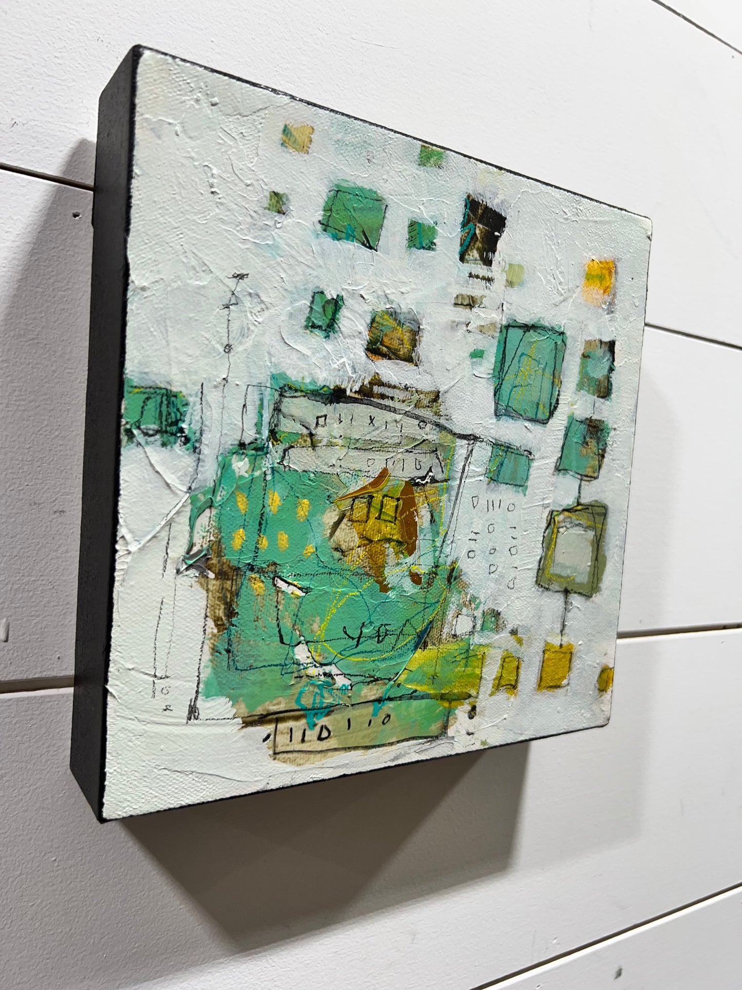 8x8 green and yellow abstract painting lori mirabelli toronto new york