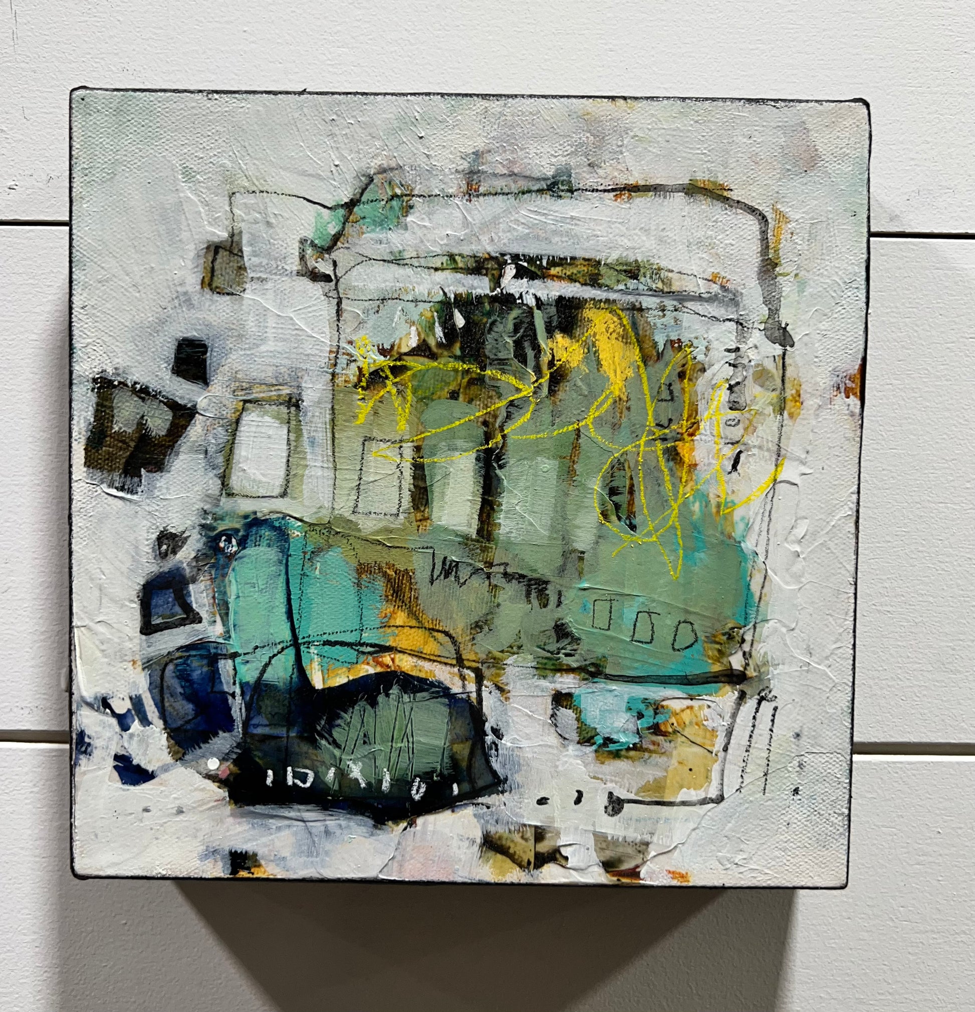 8x8 green and yellow abstract painting lori mirabelli toronto new york