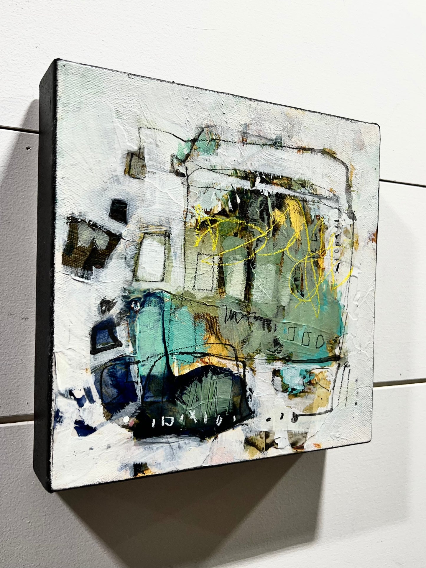 8x8 green and yellow abstract painting lori mirabelli toronto new york