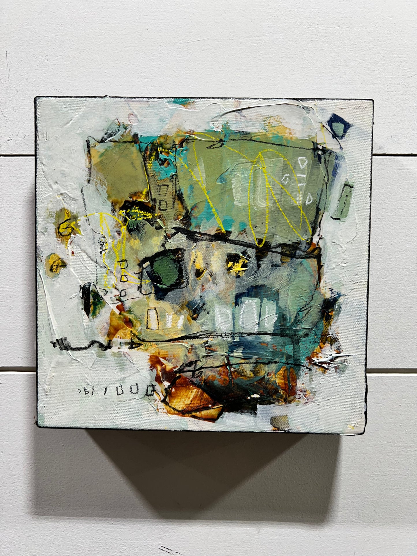 8x8 green and yellow abstract painting lori mirabelli toronto new york