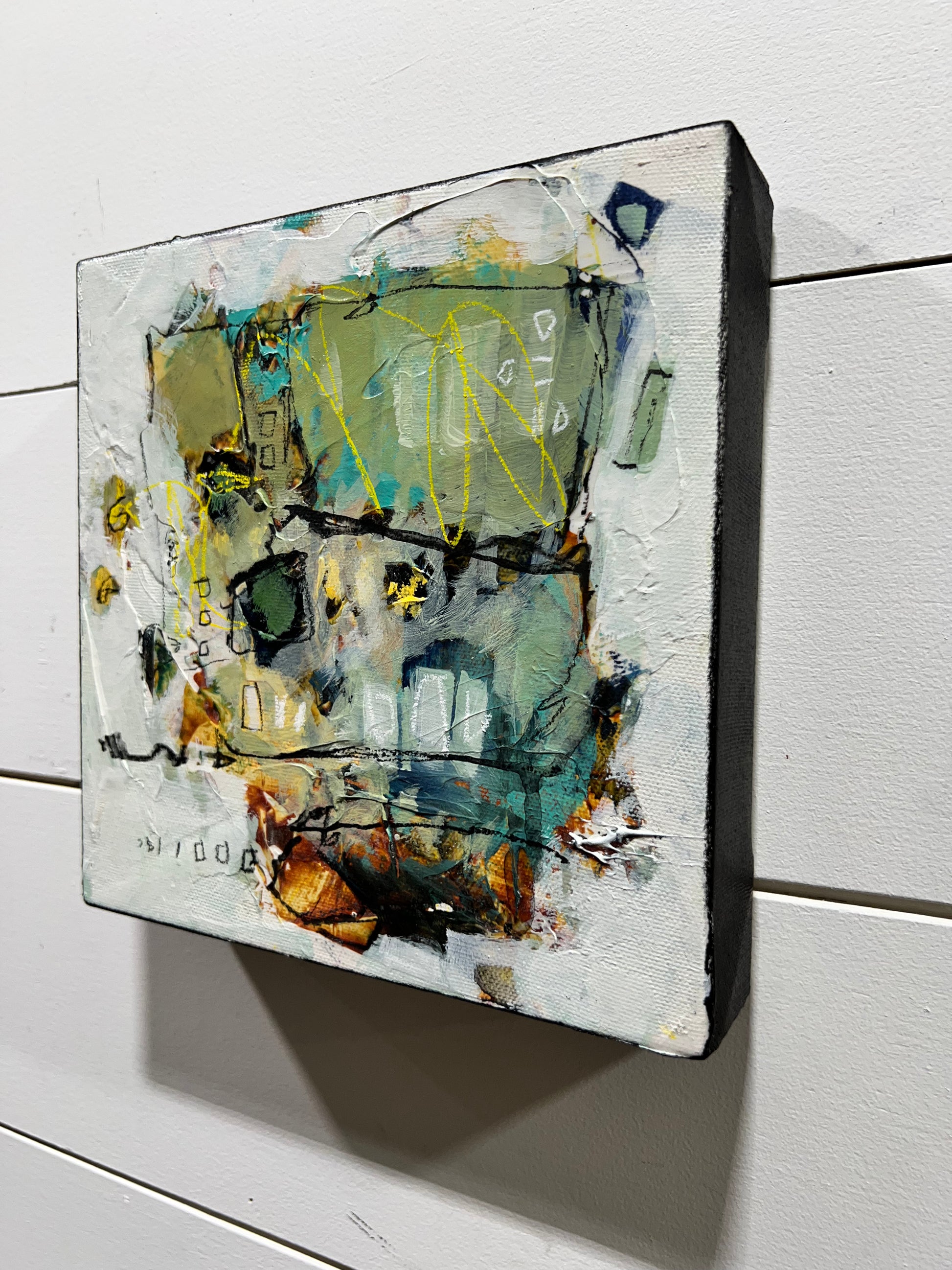 8x8 green and yellow abstract painting lori mirabelli toronto new york