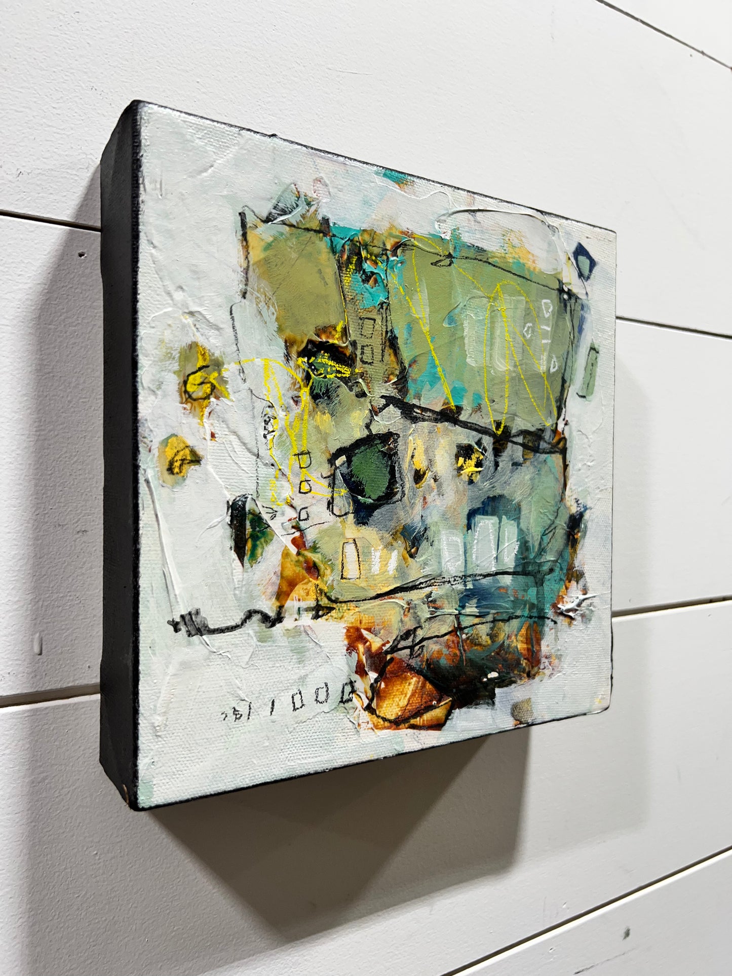 8x8 green and yellow abstract painting lori mirabelli toronto new york