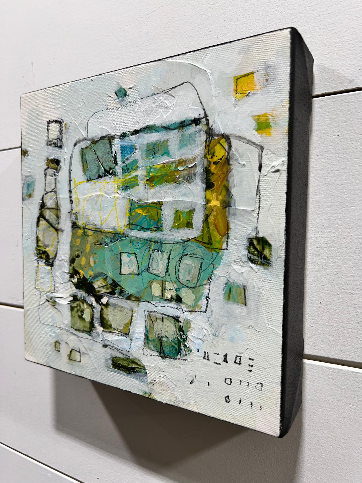 8x8 green and yellow abstract painting lori mirabelli toronto new york