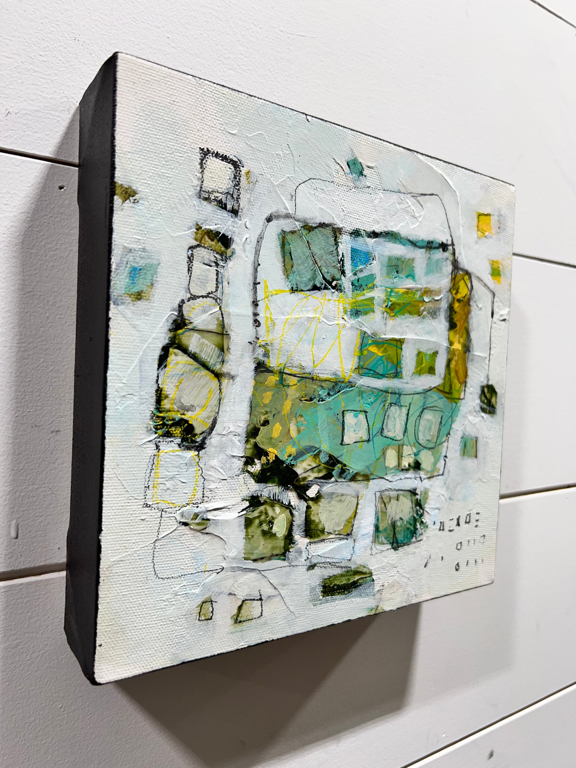 8x8 green and yellow abstract painting lori mirabelli toronto new york