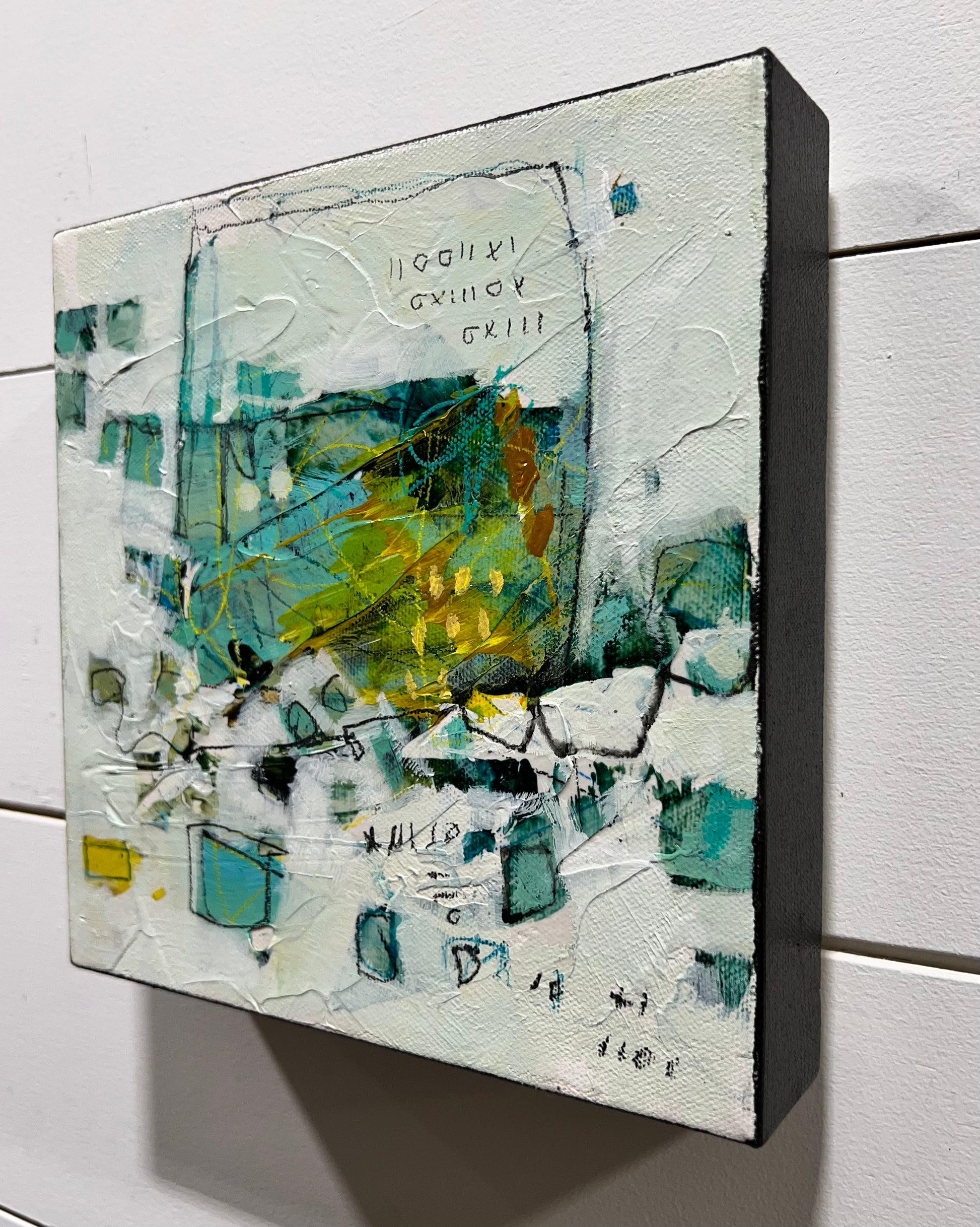 8x8 green and yellow abstract painting lori mirabelli toronto new york