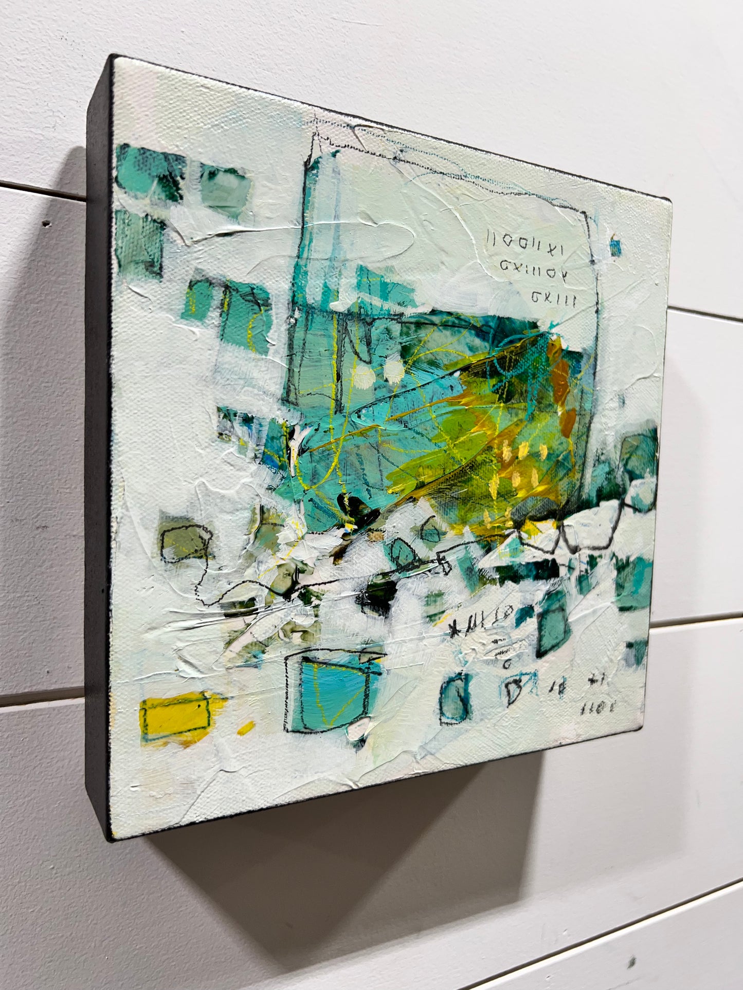 8x8 green and yellow abstract painting lori mirabelli toronto new york