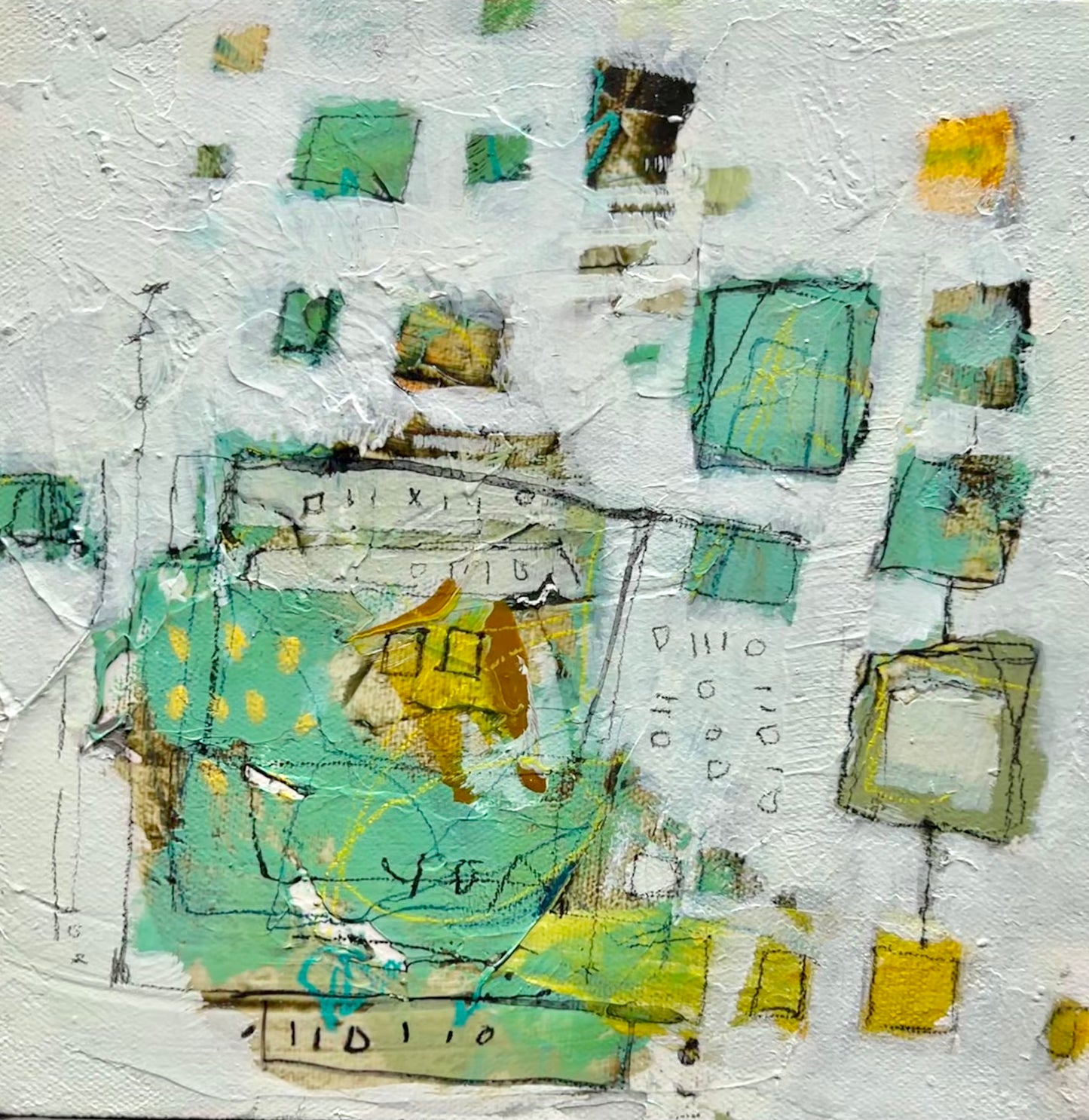 8x8 green and yellow abstract painting lori mirabelli toronto new york