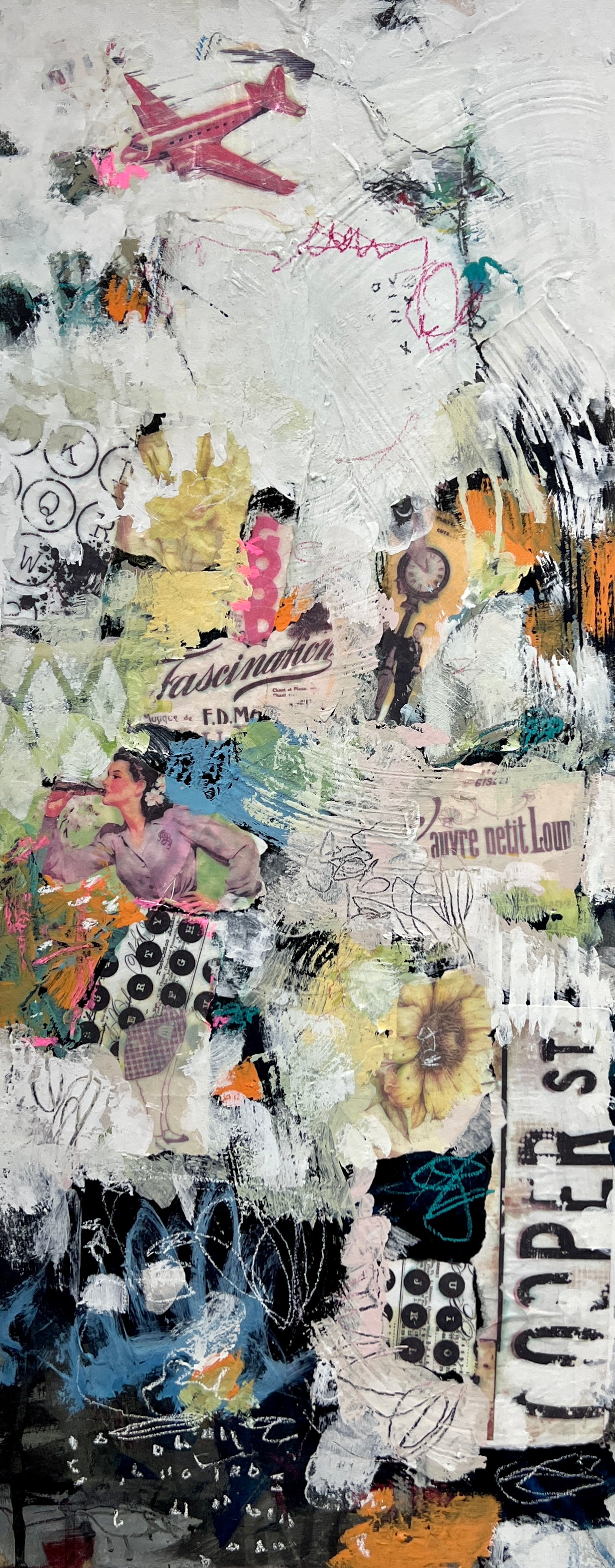 Abstract collage acrylic painting lori mirabelli