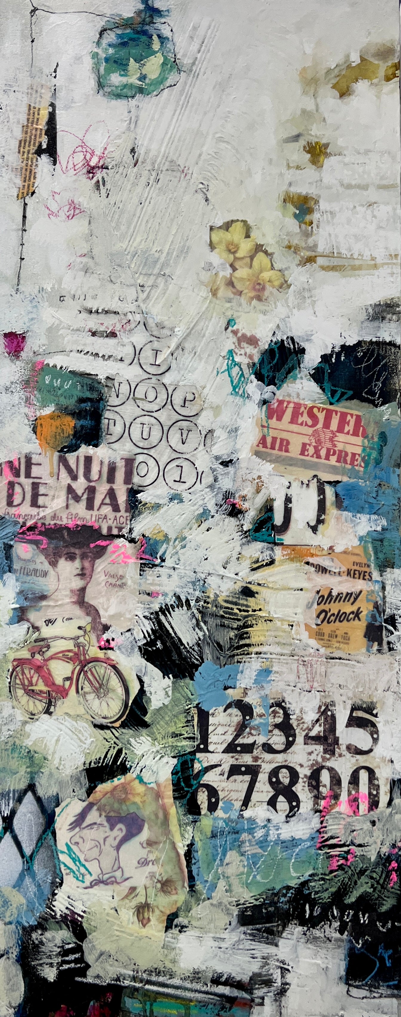 Abstract collage acrylic painting lori mirabelli