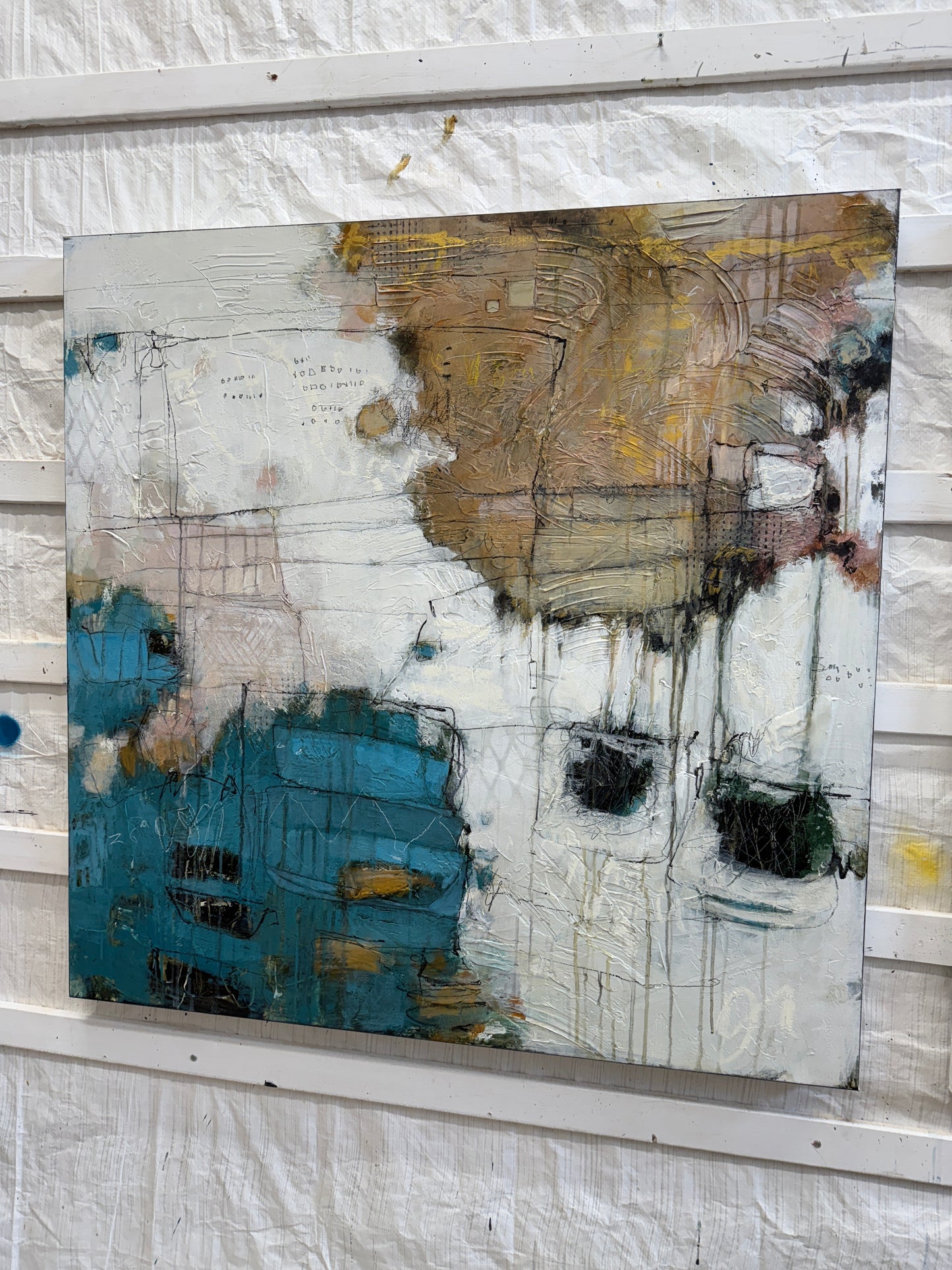 abstract painting for sale Neutral artist Lori Mirabelli