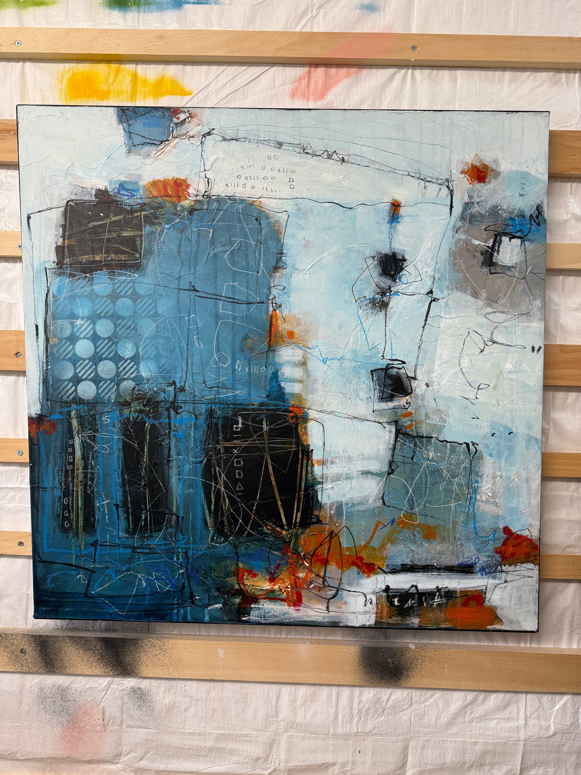 Abstract art painting blue lori mirabelli