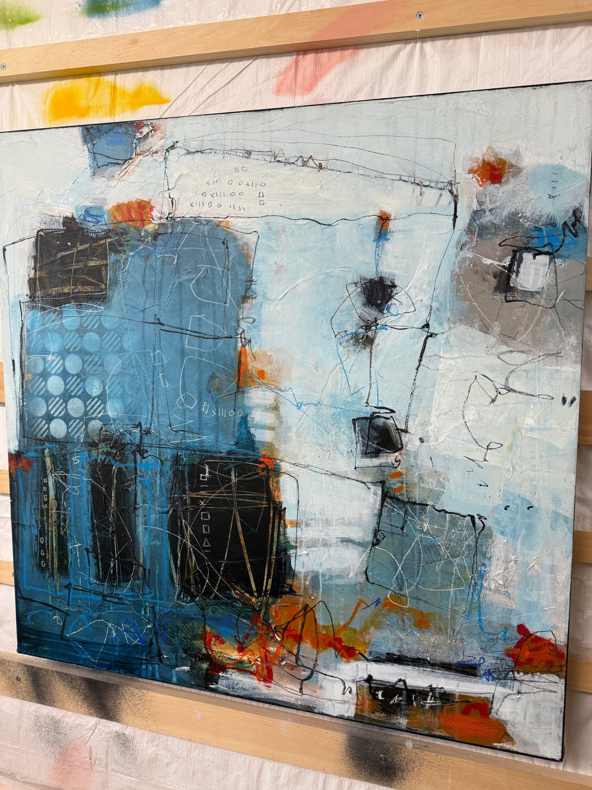 Abstract art painting blue lori mirabelli