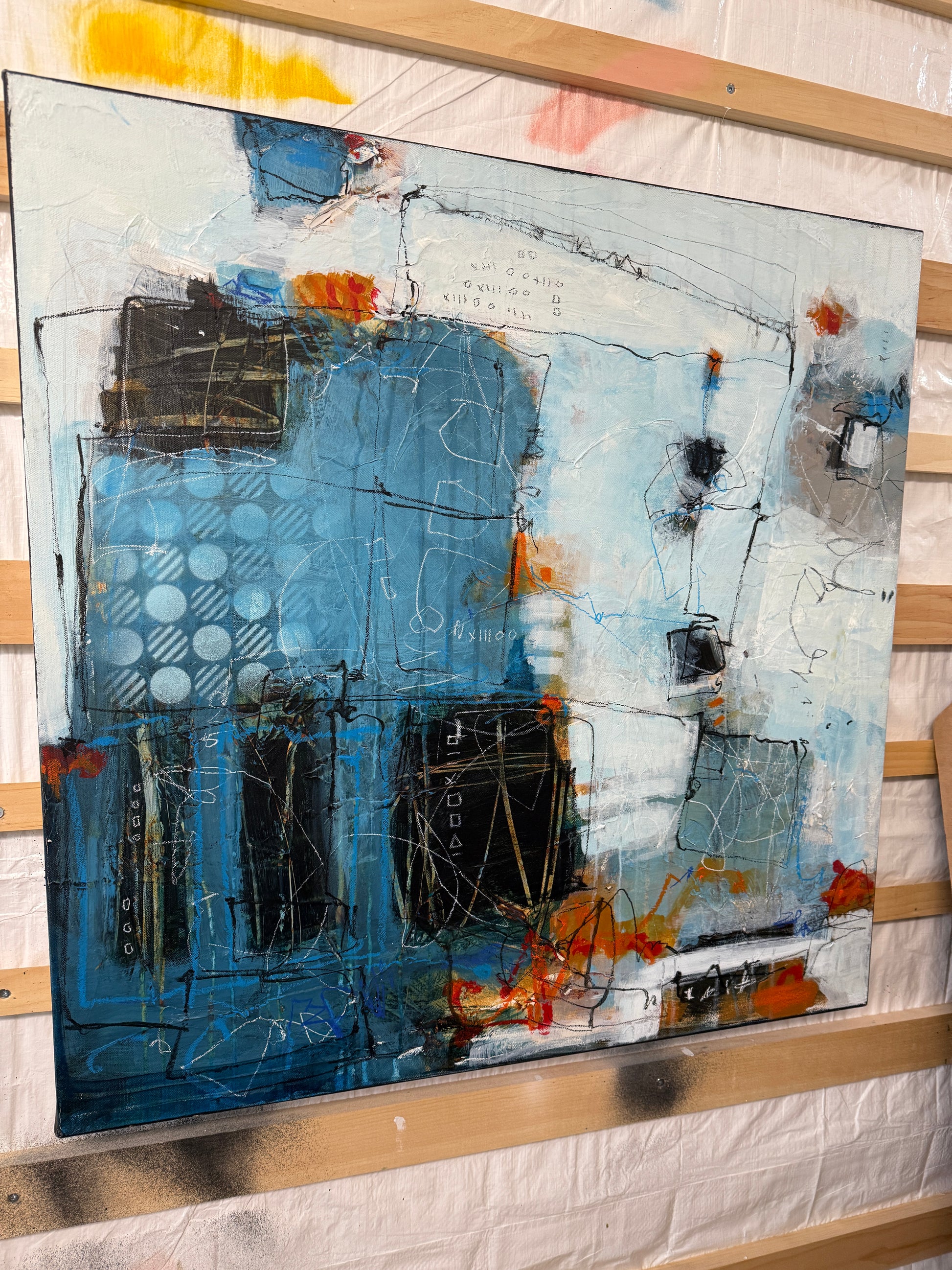 Abstract art painting blue lori mirabelli