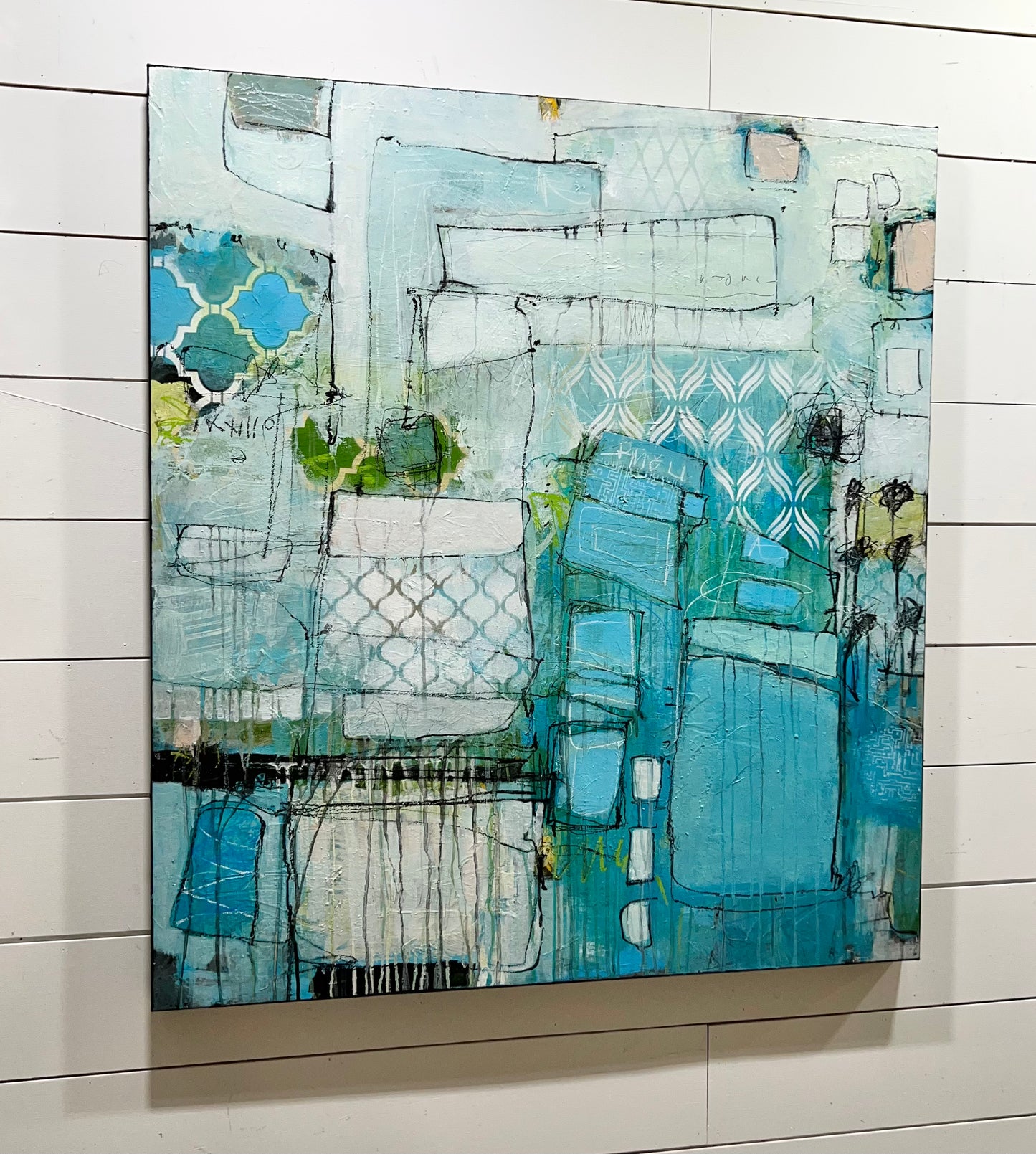 blue abstract art painting Lori Mirabelli