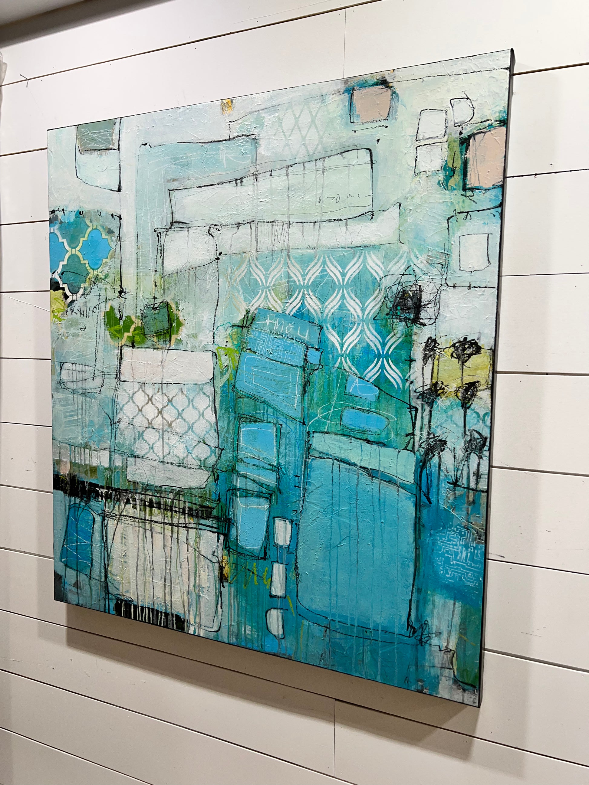 blue abstract art painting Lori Mirabelli