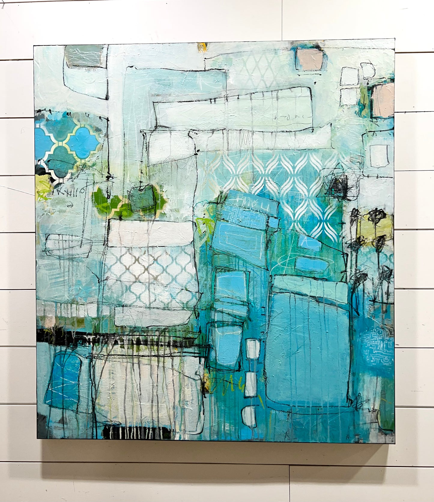 blue abstract art painting Lori Mirabelli