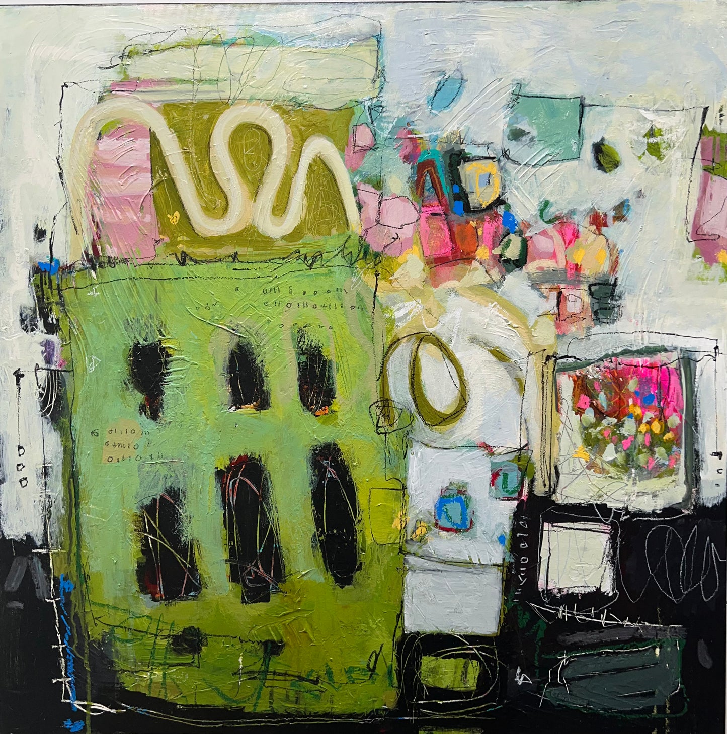 green pink painting Abstract art Lori mirabelli Toronto