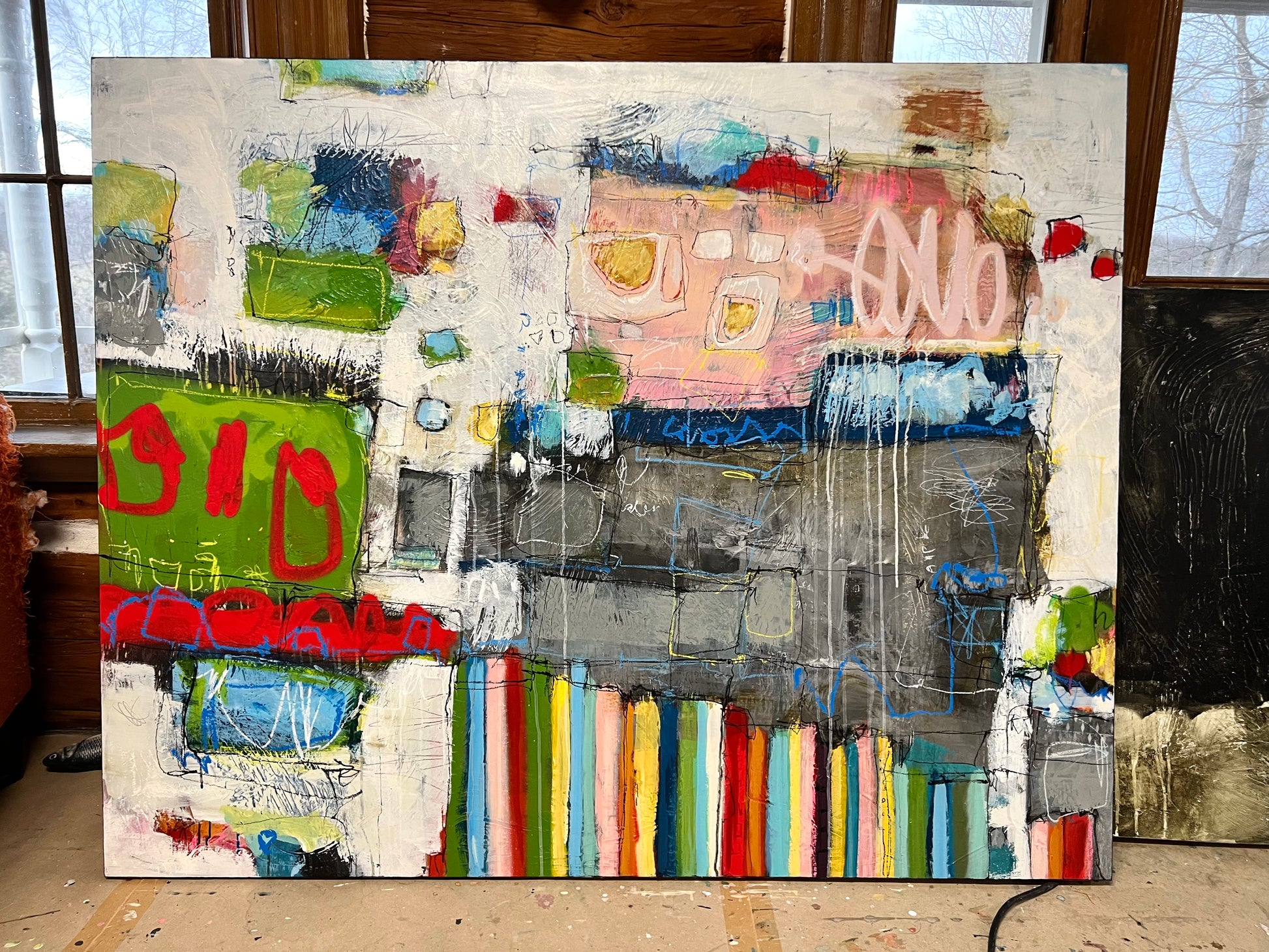 large colorful abstract painting 48x60 lori mirabelli Toronto ottawa New york