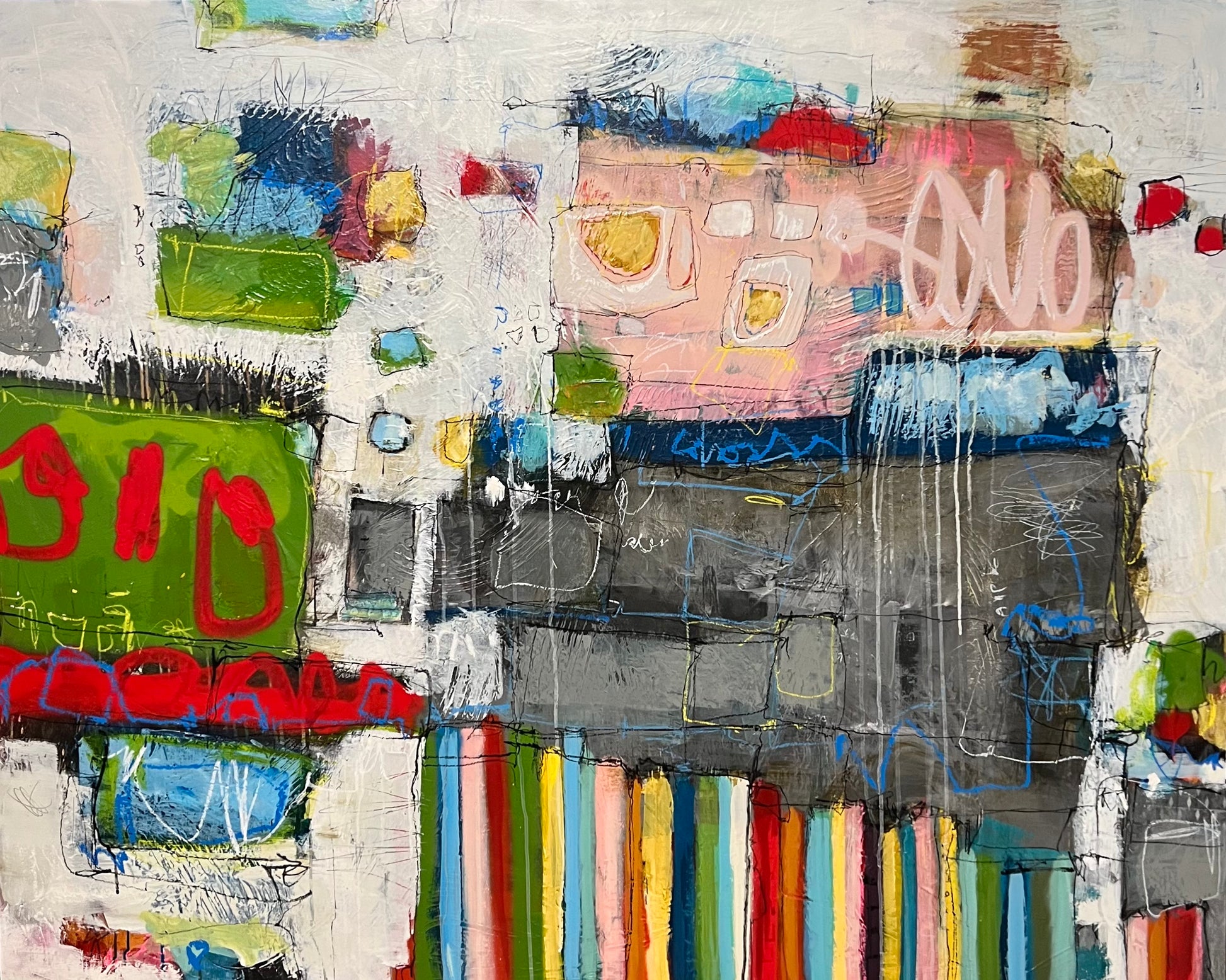 large colorful abstract painting 48x60 lori mirabelli Toronto ottawa New york