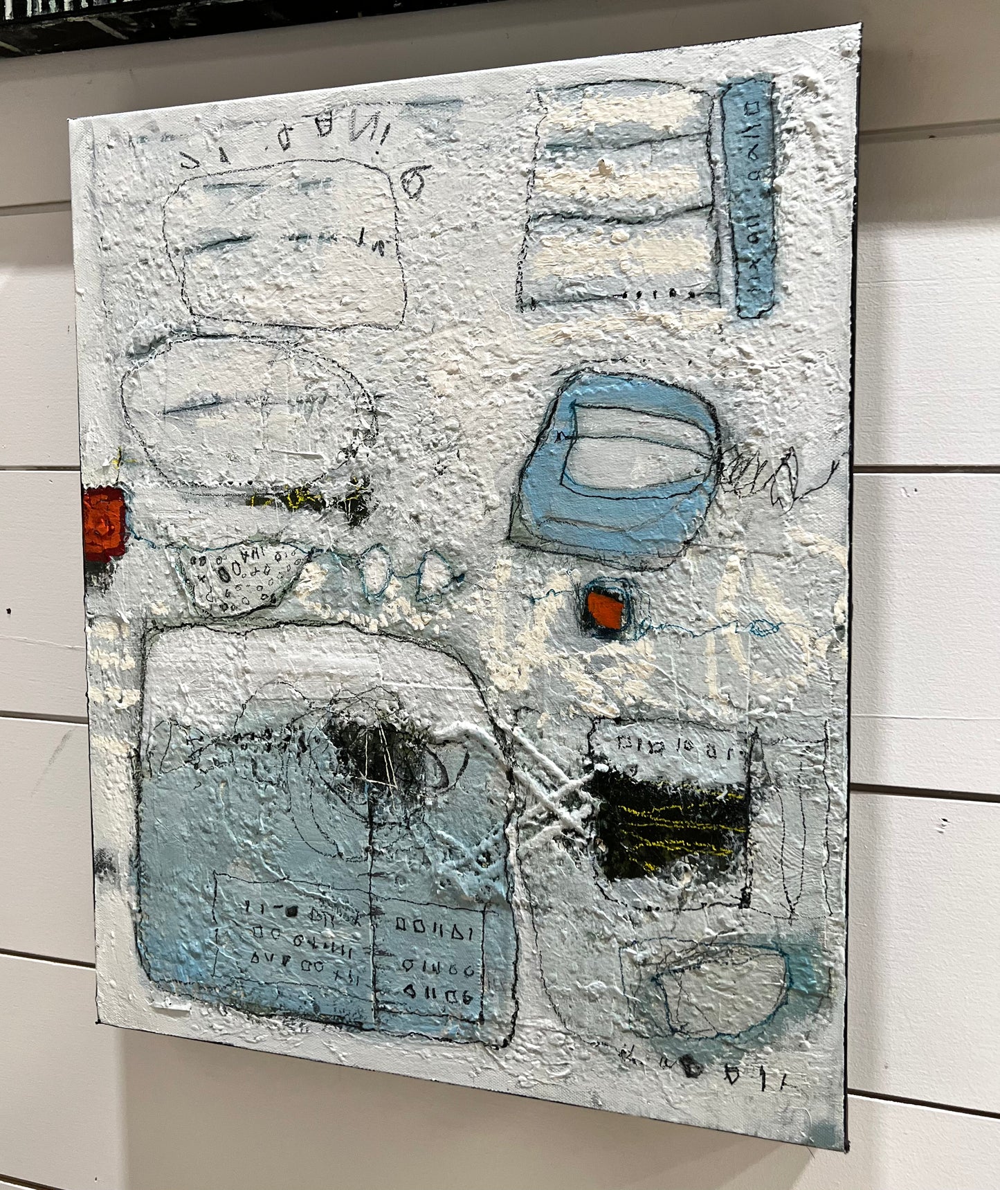 Blue textured acrylic painting for sale 20x16