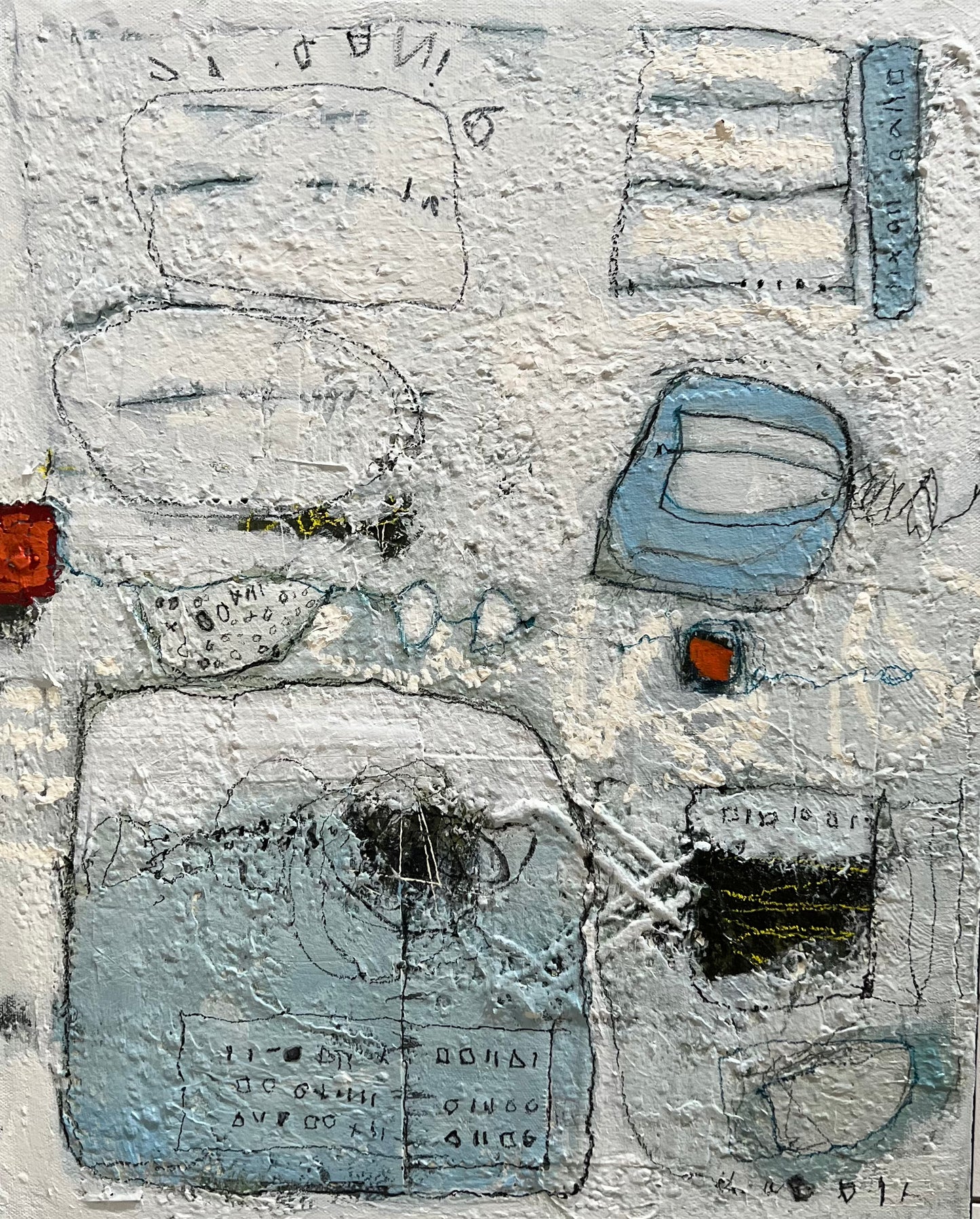 Blue textured acrylic painting for sale 20x16