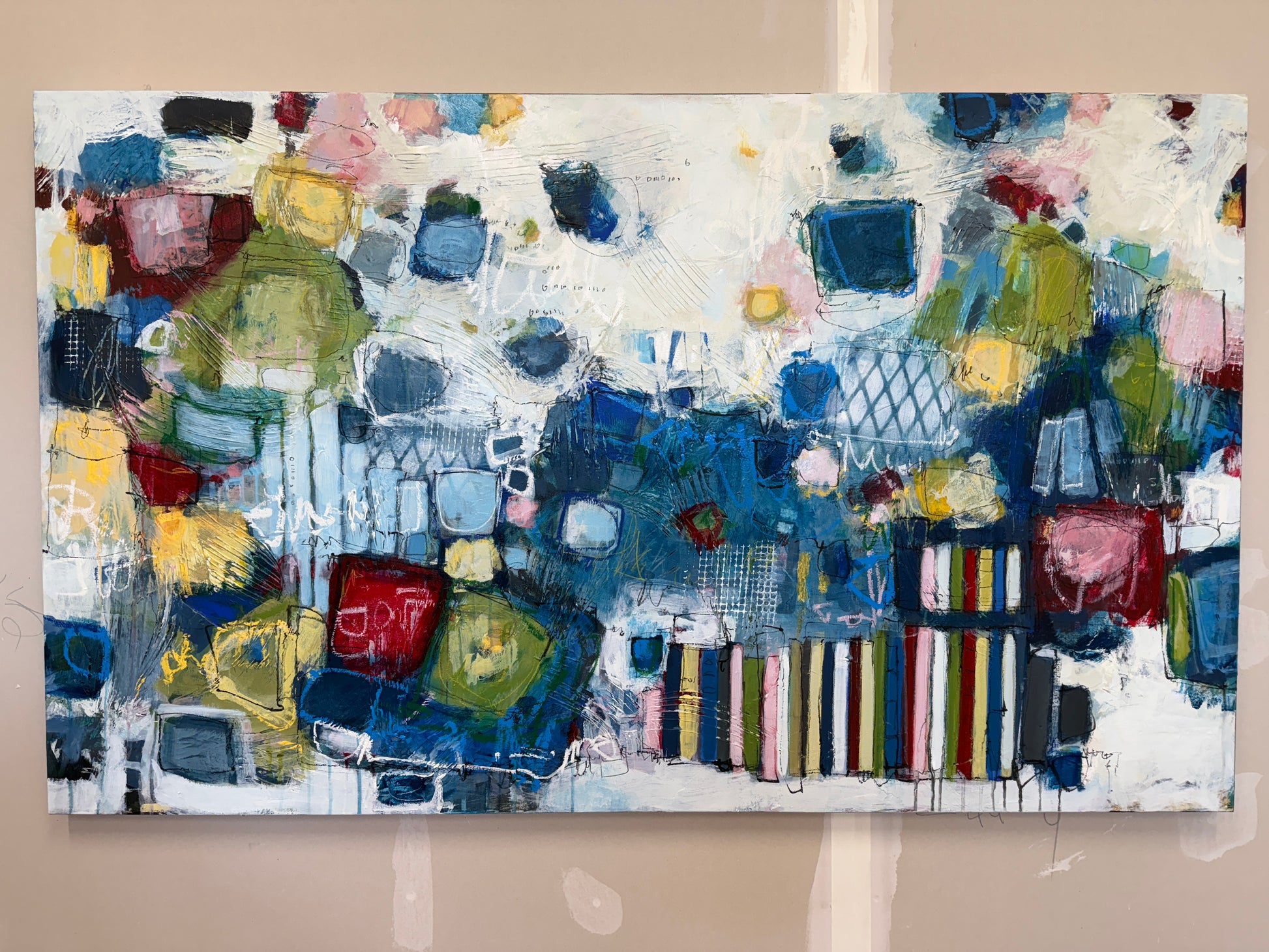 large colourful abstract painting lori mirabelli