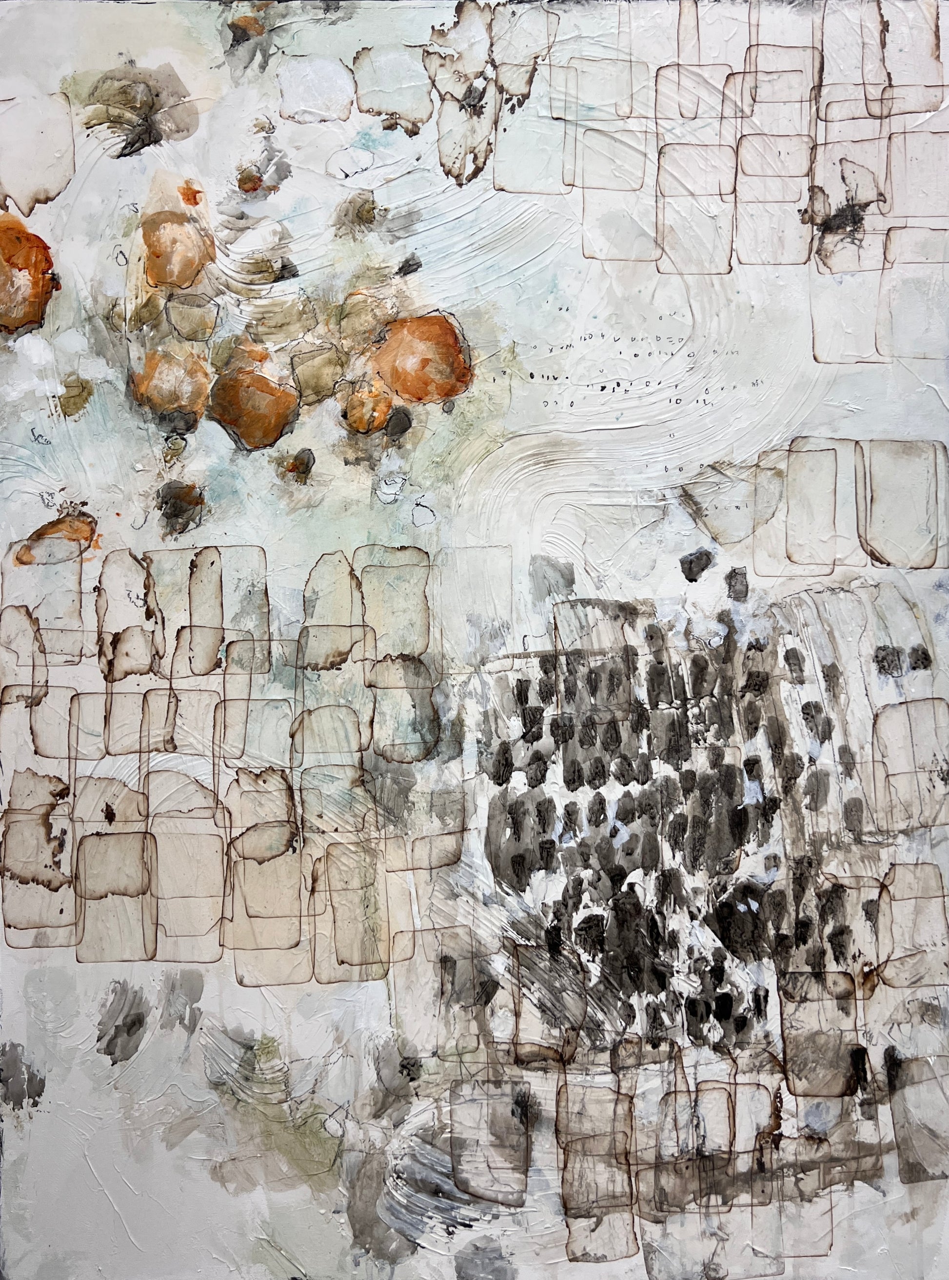 Neutral floral abstract painting Lori Mirabelli