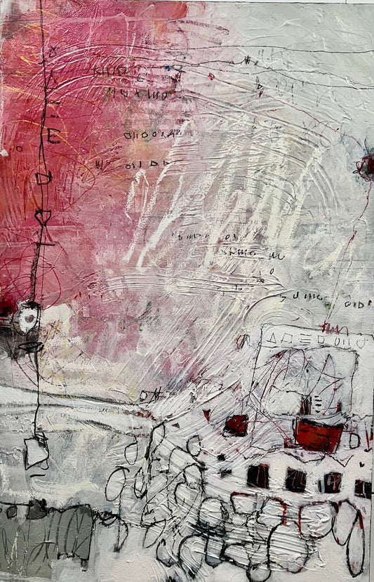 Pink textured abstract painting for sale 30x20