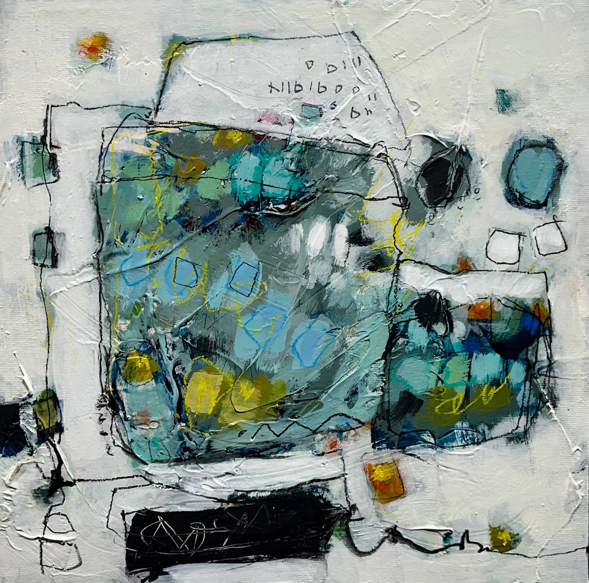 blue abstract  art painting 12x12 lori mirabelli toronto ottawa New York