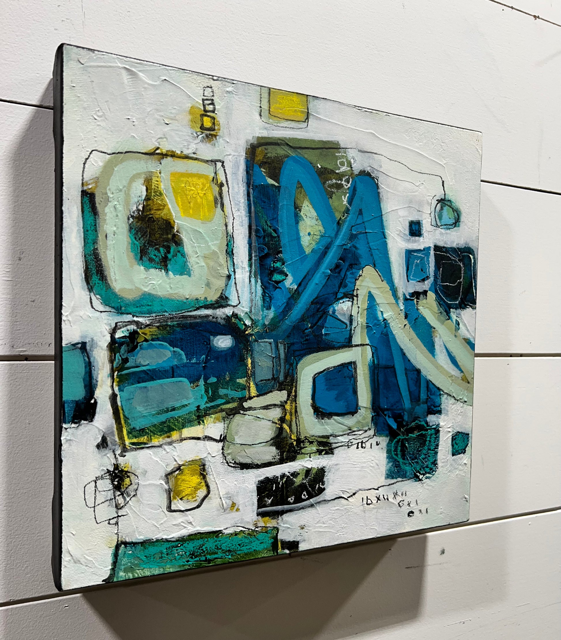 blue abstract  art painting 12x12 lori mirabelli toronto ottawa New York