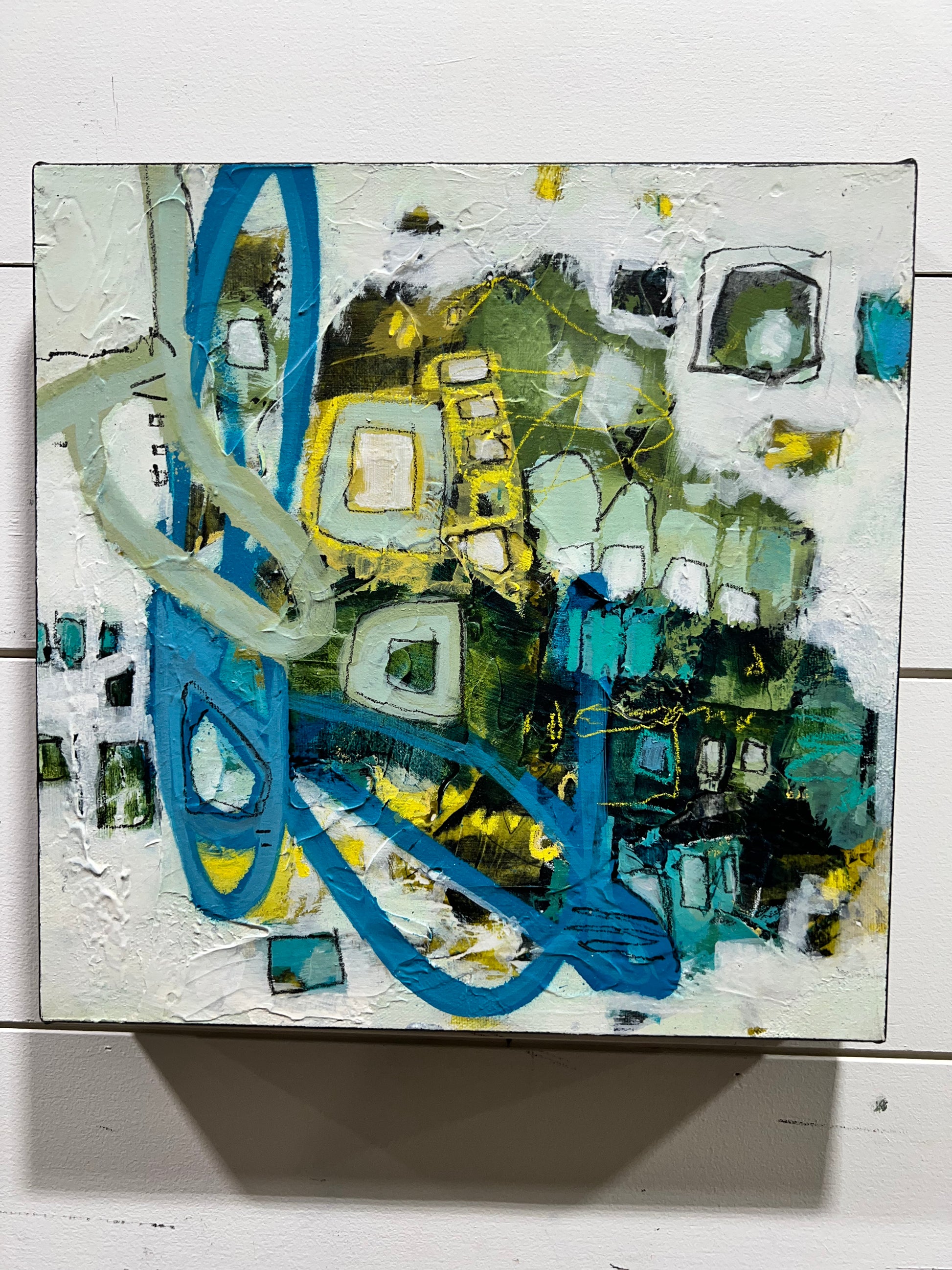 blue abstract  art painting 12x12 lori mirabelli toronto ottawa New York