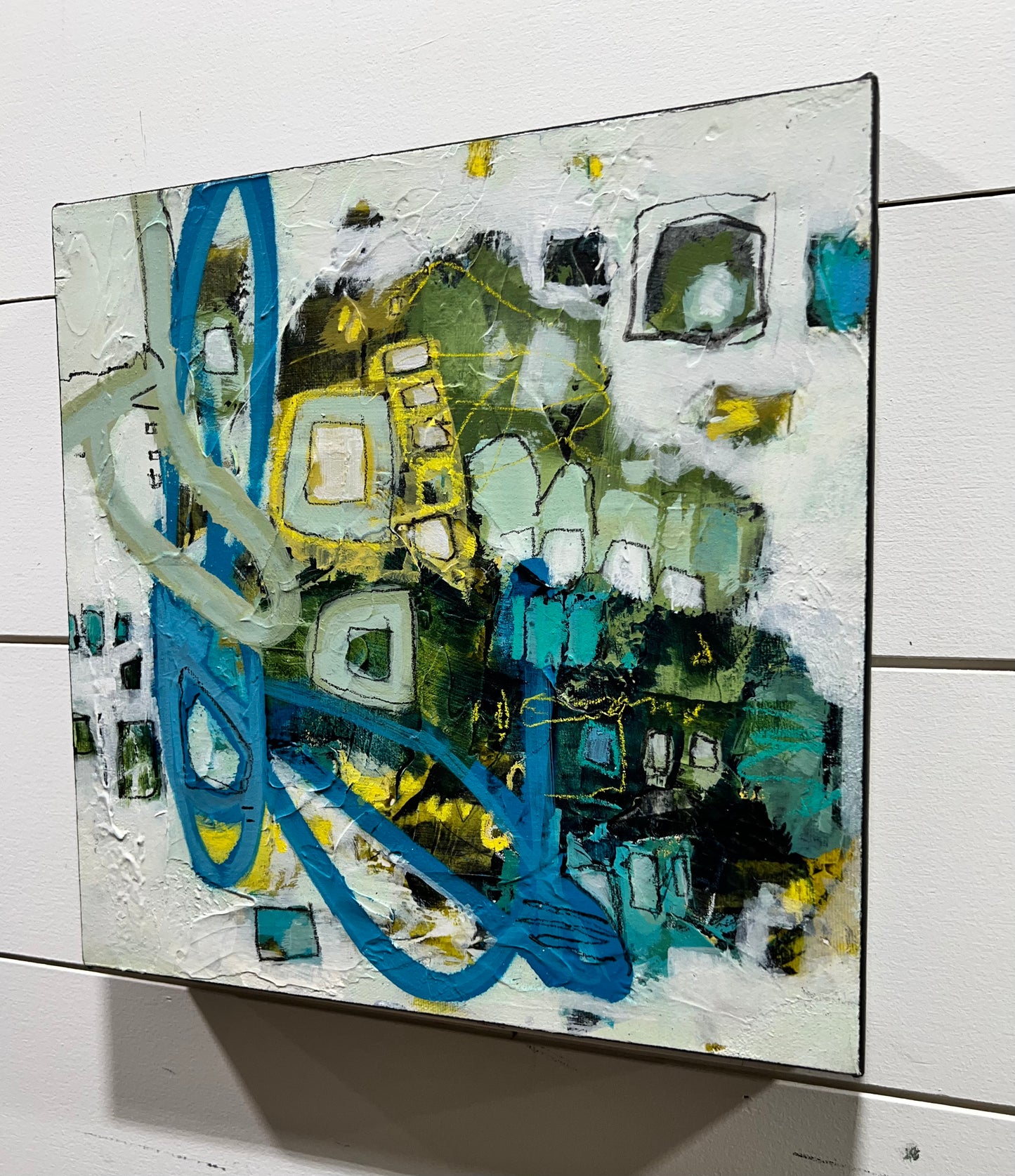 blue abstract  art painting 12x12 lori mirabelli toronto ottawa New York