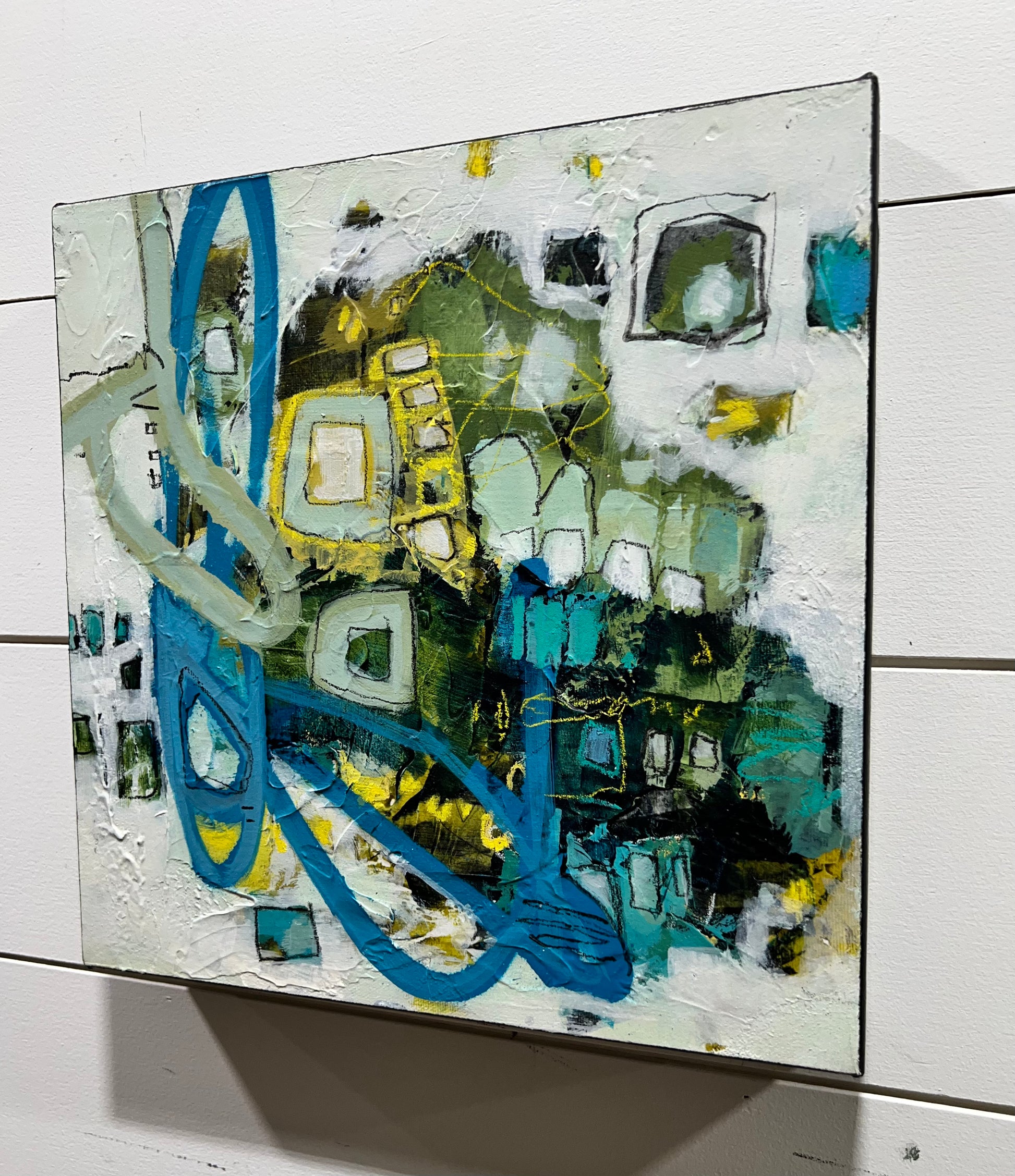 blue abstract  art painting 12x12 lori mirabelli toronto ottawa New York