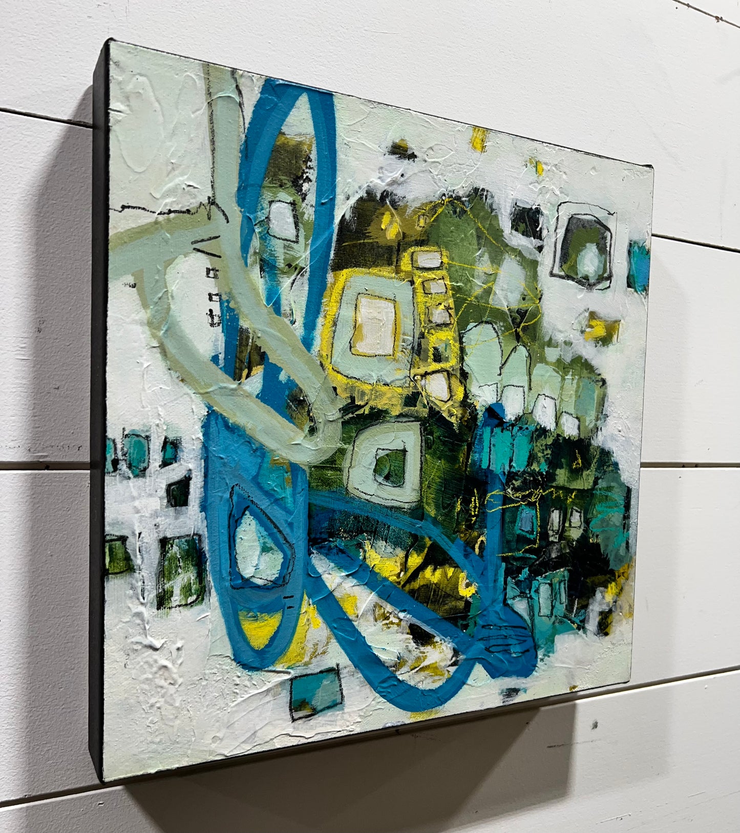 blue abstract  art painting 12x12 lori mirabelli toronto ottawa New York