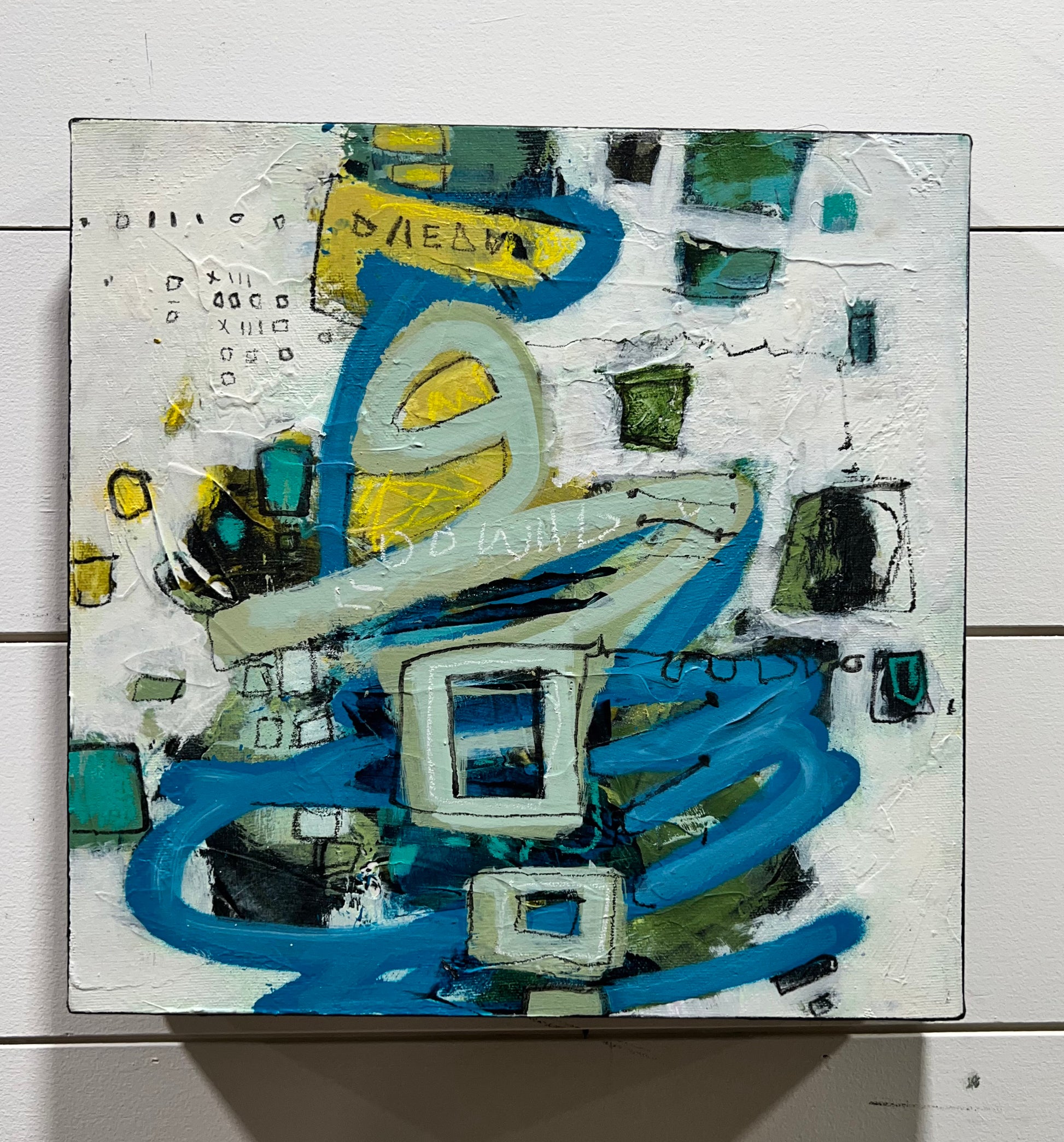 blue abstract  art painting 12x12 lori mirabelli toronto ottawa New York