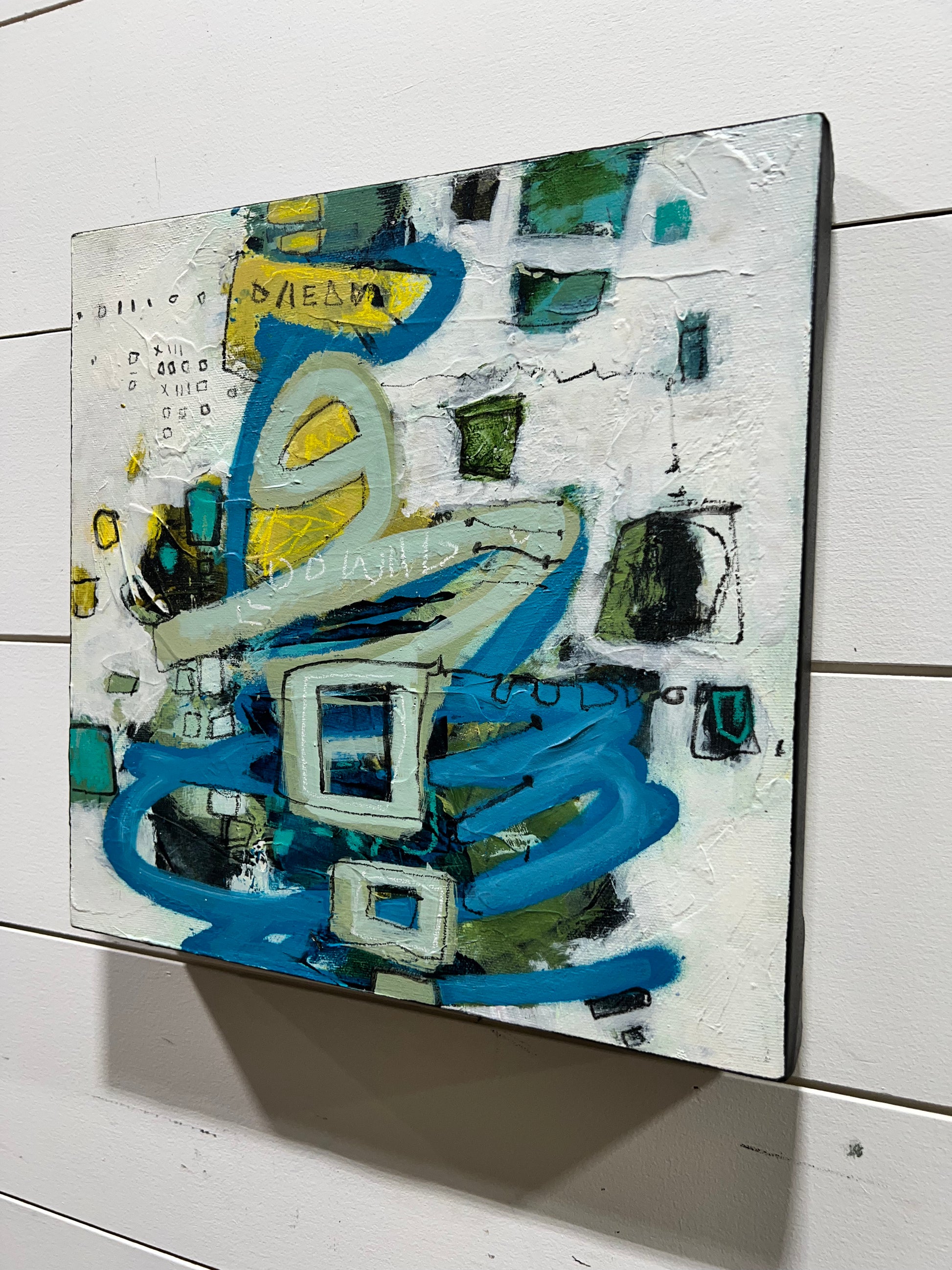 blue abstract  art painting 12x12 lori mirabelli toronto ottawa New York