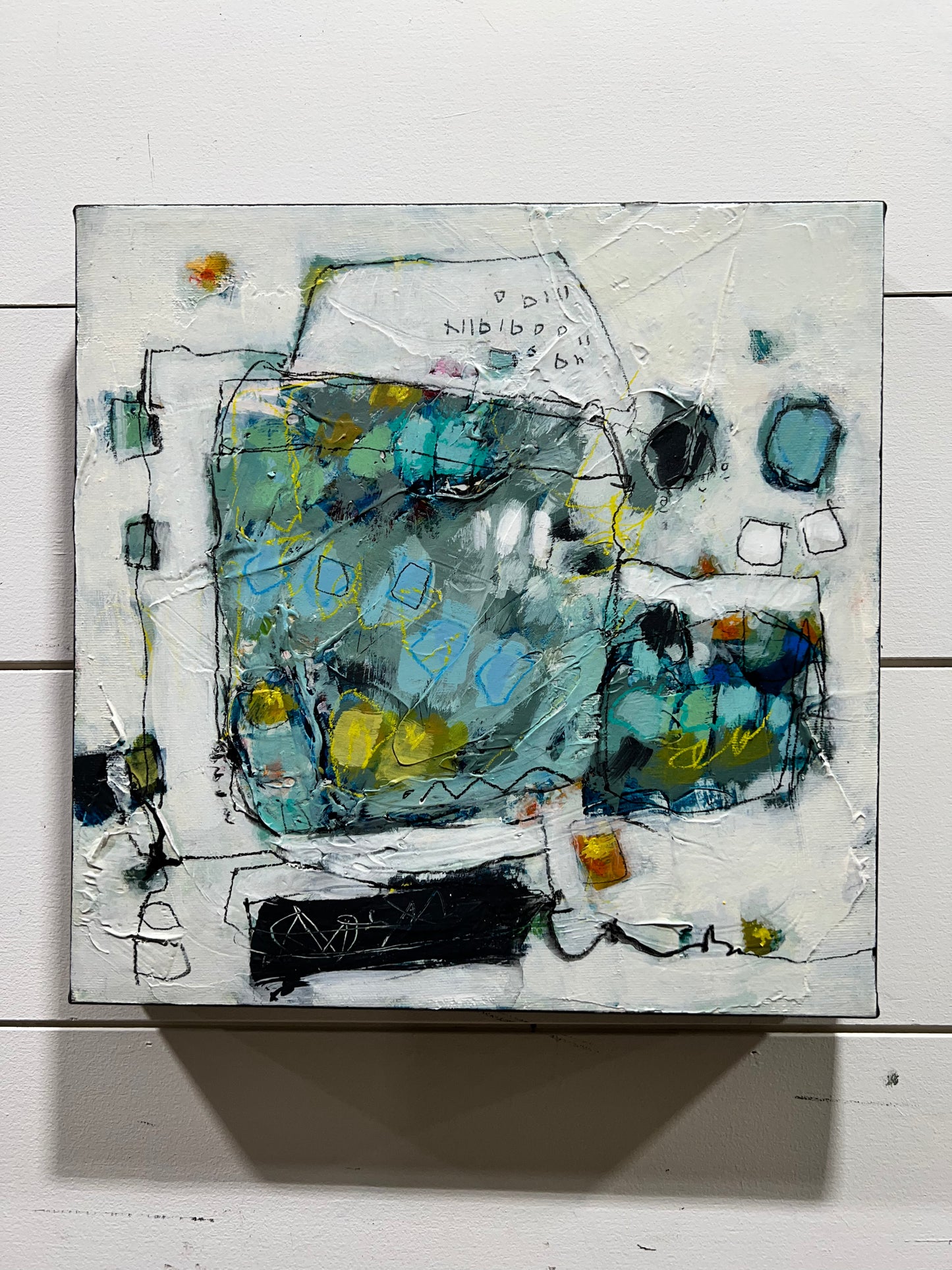 blue abstract  art painting 12x12 lori mirabelli toronto ottawa New York