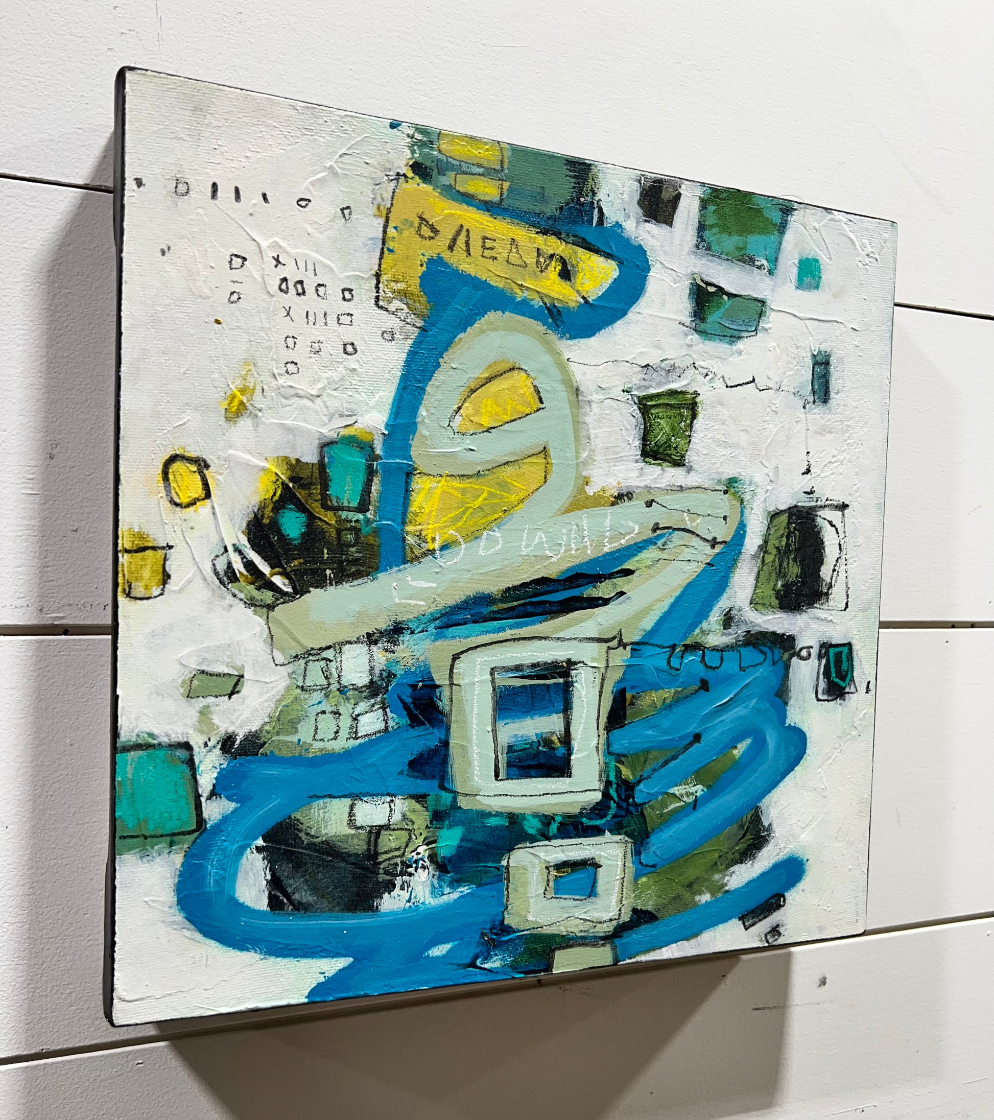 blue abstract  art painting 12x12 lori mirabelli toronto ottawa New York