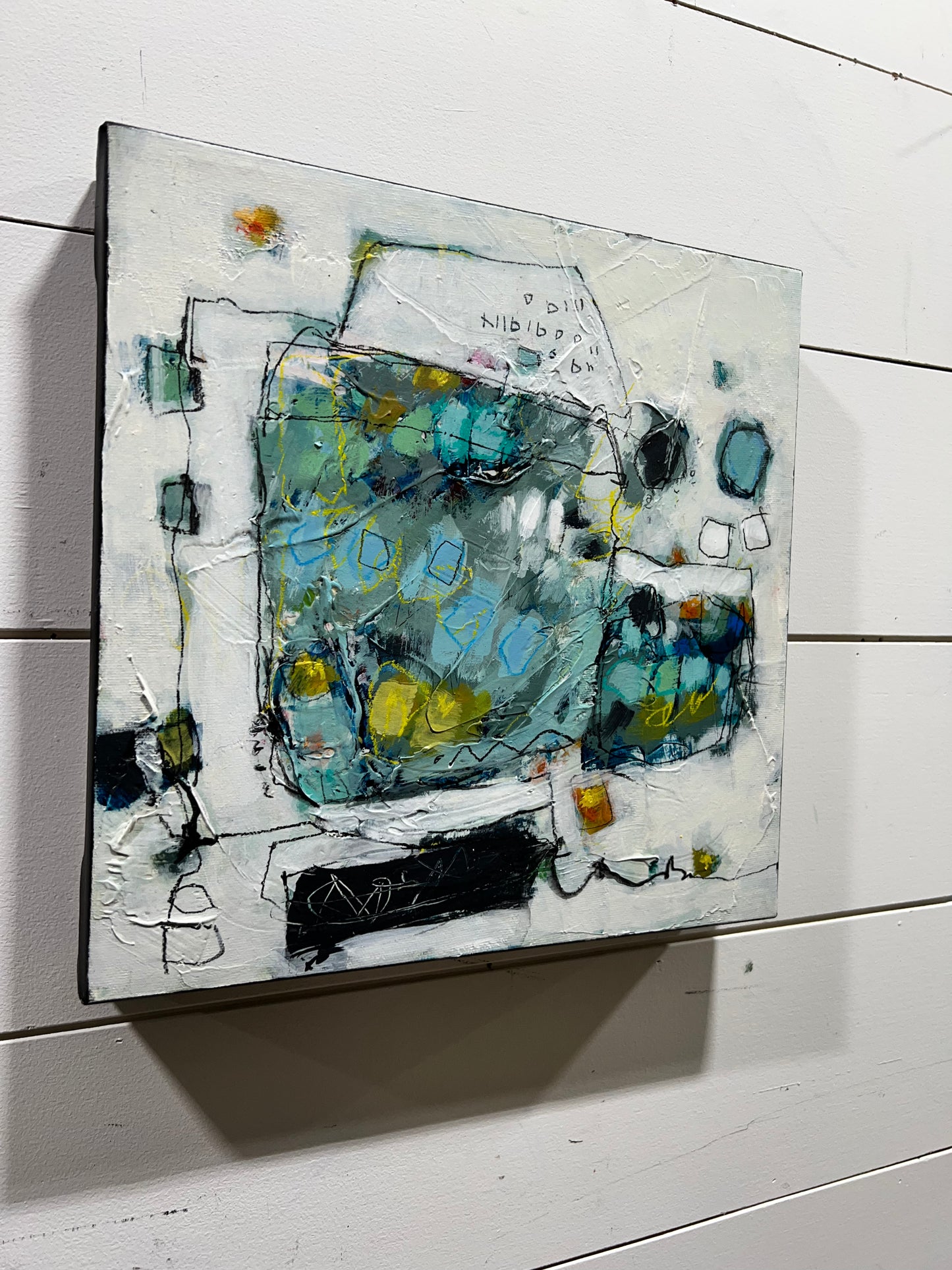 blue abstract  art painting 12x12 lori mirabelli toronto ottawa New York