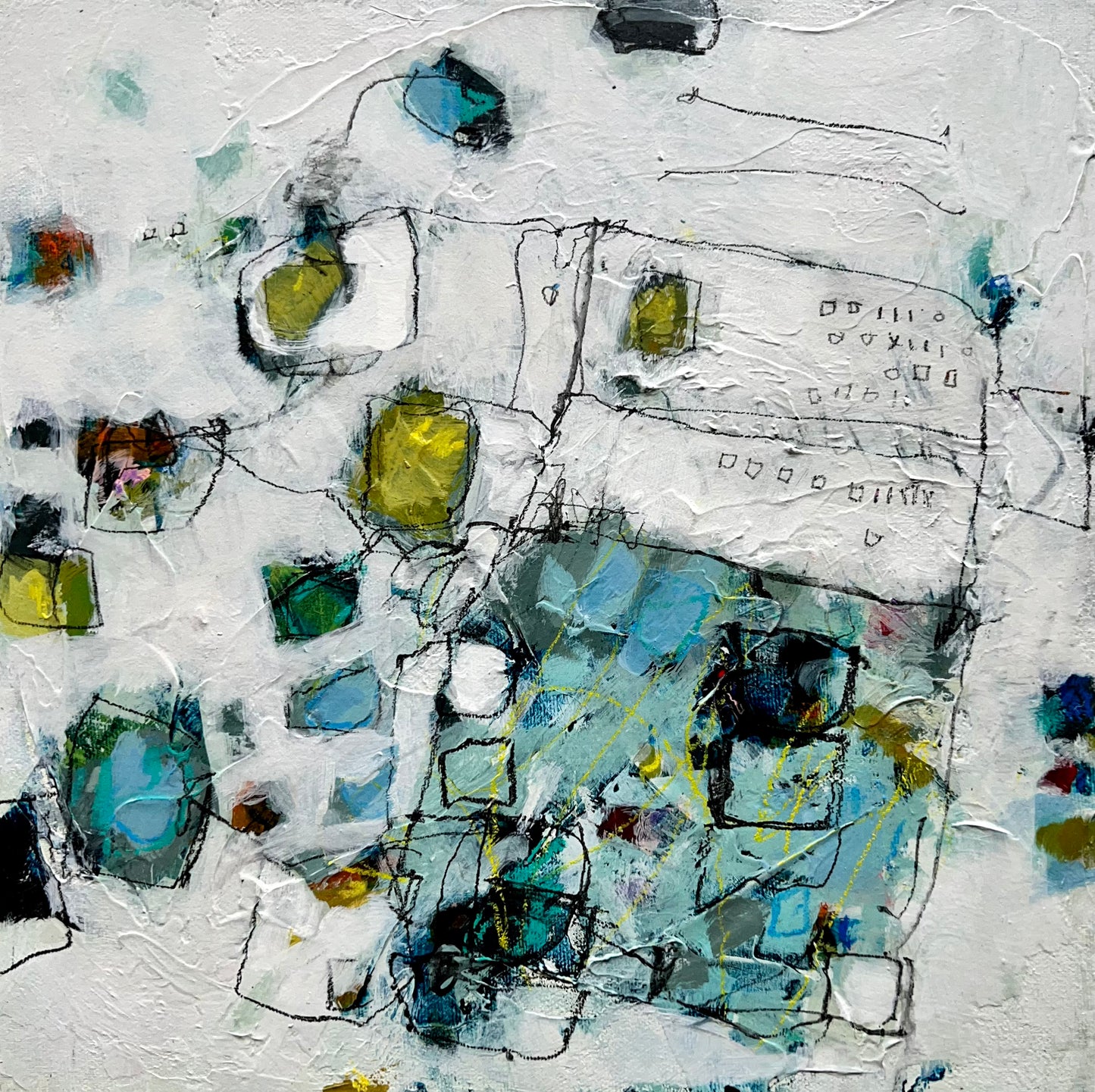 blue abstract  art painting 12x12 lori mirabelli toronto ottawa New York