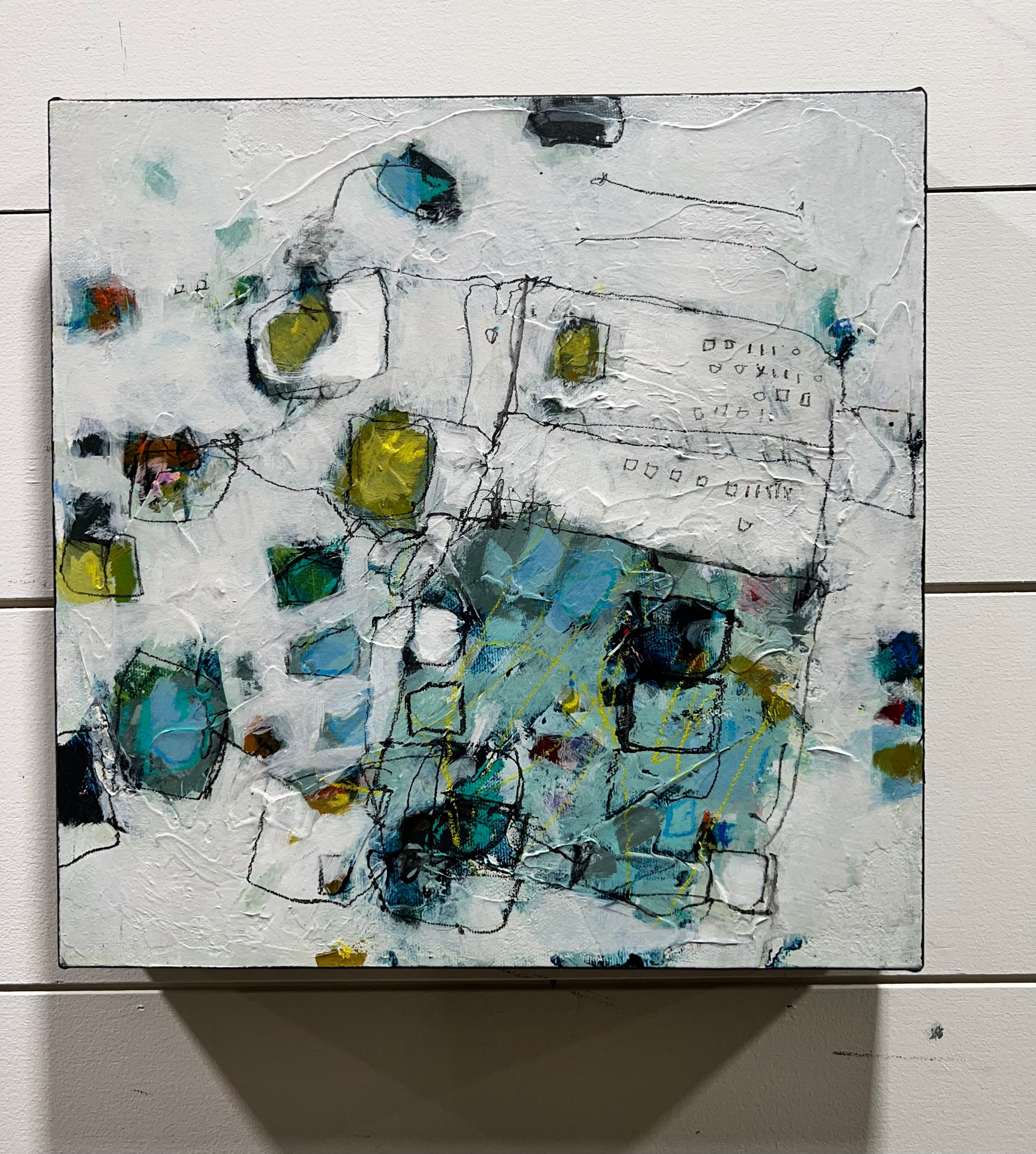 blue abstract  art painting 12x12 lori mirabelli toronto ottawa New York