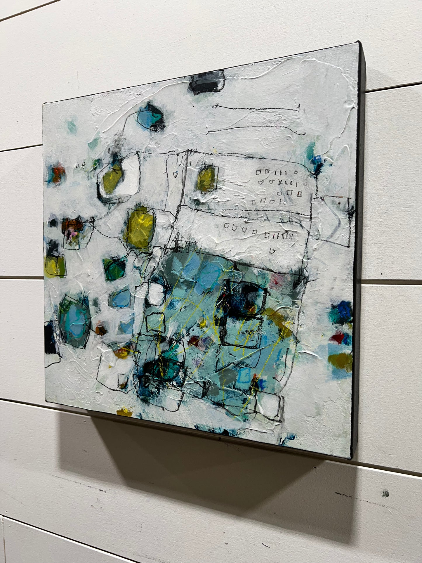 blue abstract  art painting 12x12 lori mirabelli toronto ottawa New York