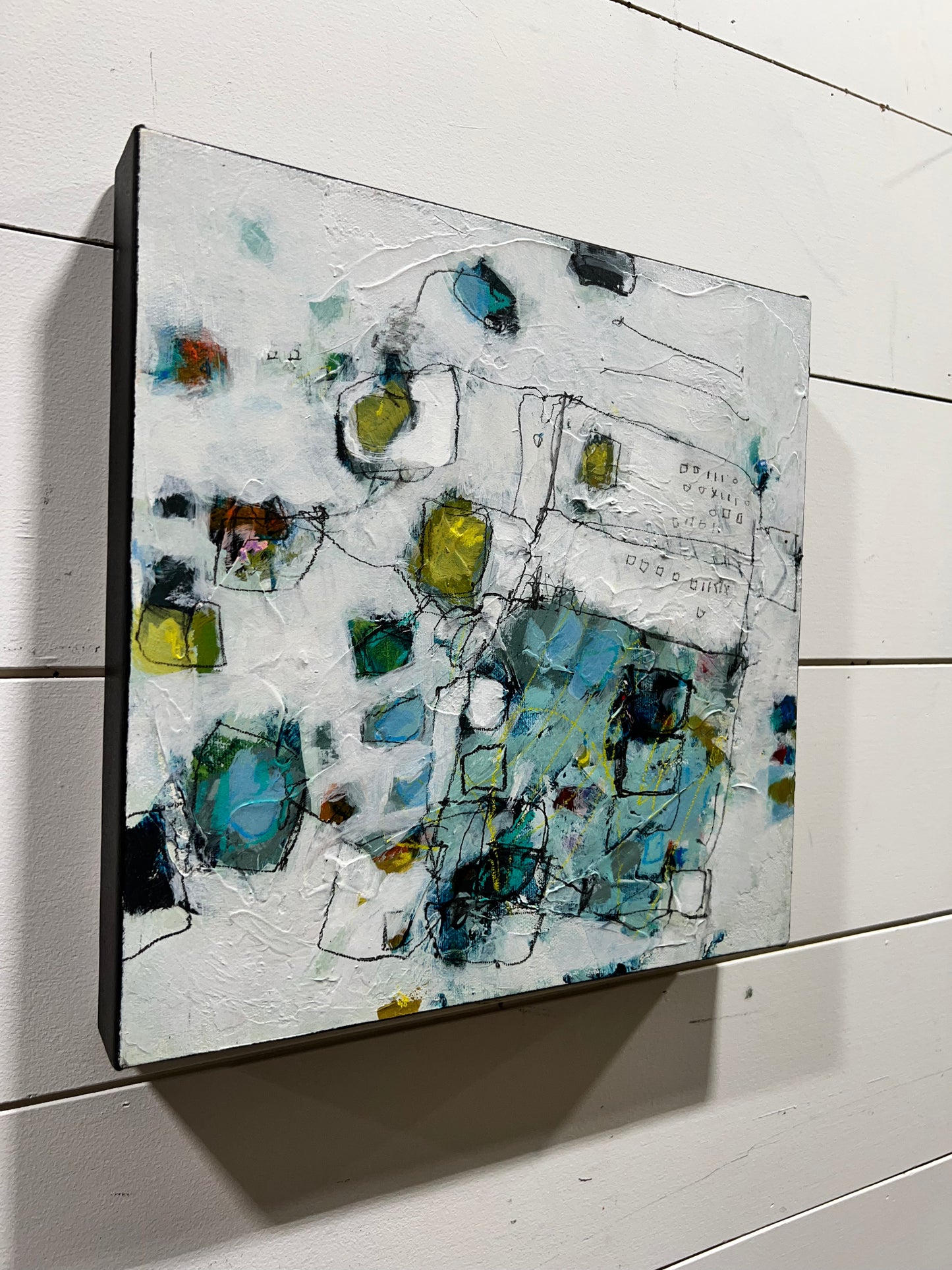 blue abstract  art painting 12x12 lori mirabelli toronto ottawa New York