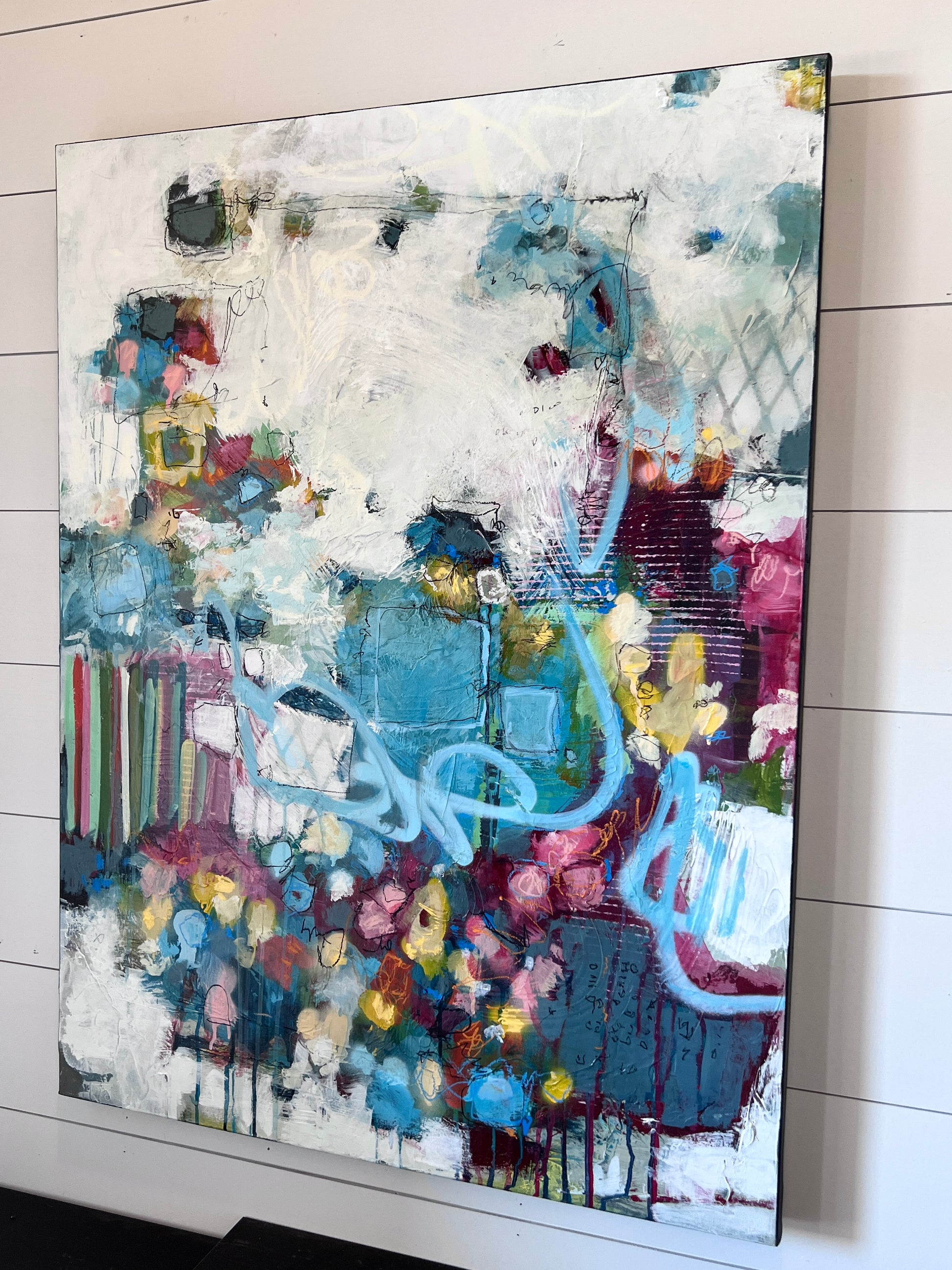 Abstract painting colorful fine artist Lori Mirabelli