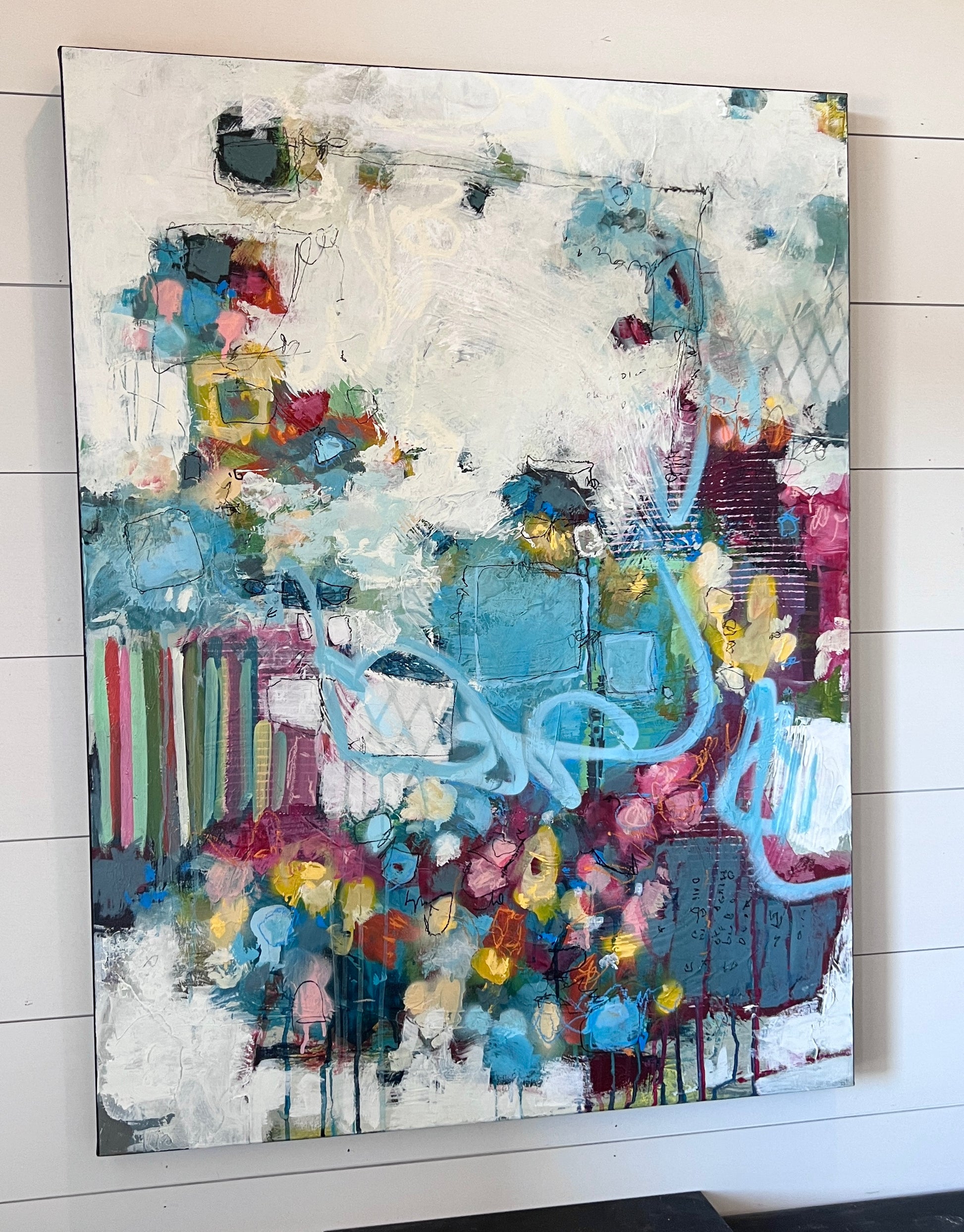 Abstract painting colorful fine artist Lori Mirabelli