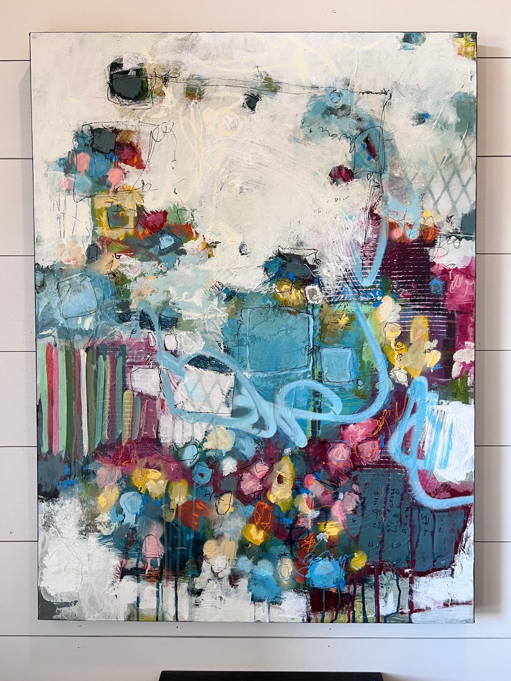 Abstract painting colorful fine artist Lori Mirabelli
