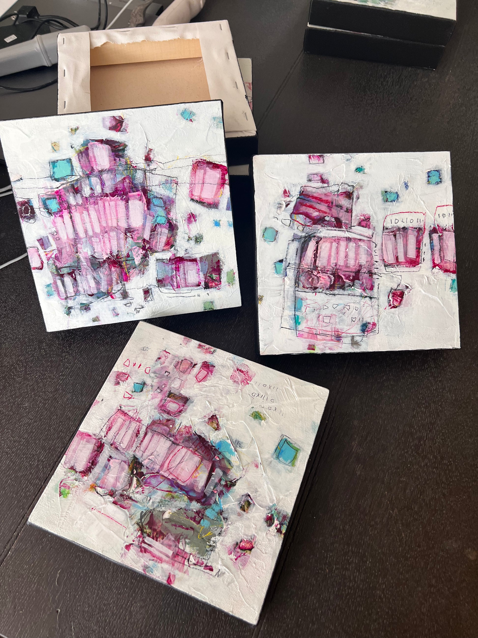 pink acrylic paintings for sale lori mirabelli