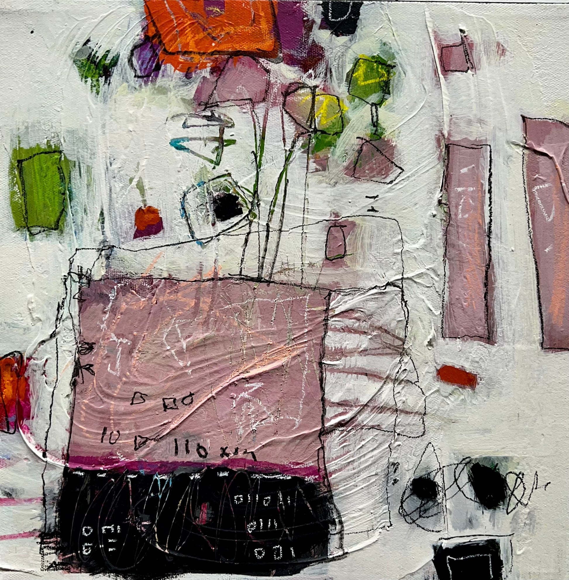 pink abstract painting 12x12 acrylic on canvas lori mirabelli abstract art toronto